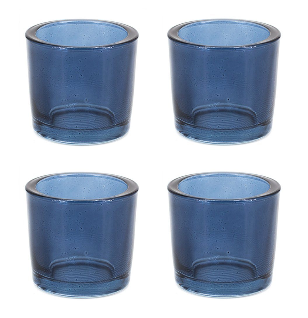 Teelichthalter, Glas Set Teelichthalter 6,5x6cm 4er Creativery dunkelblau