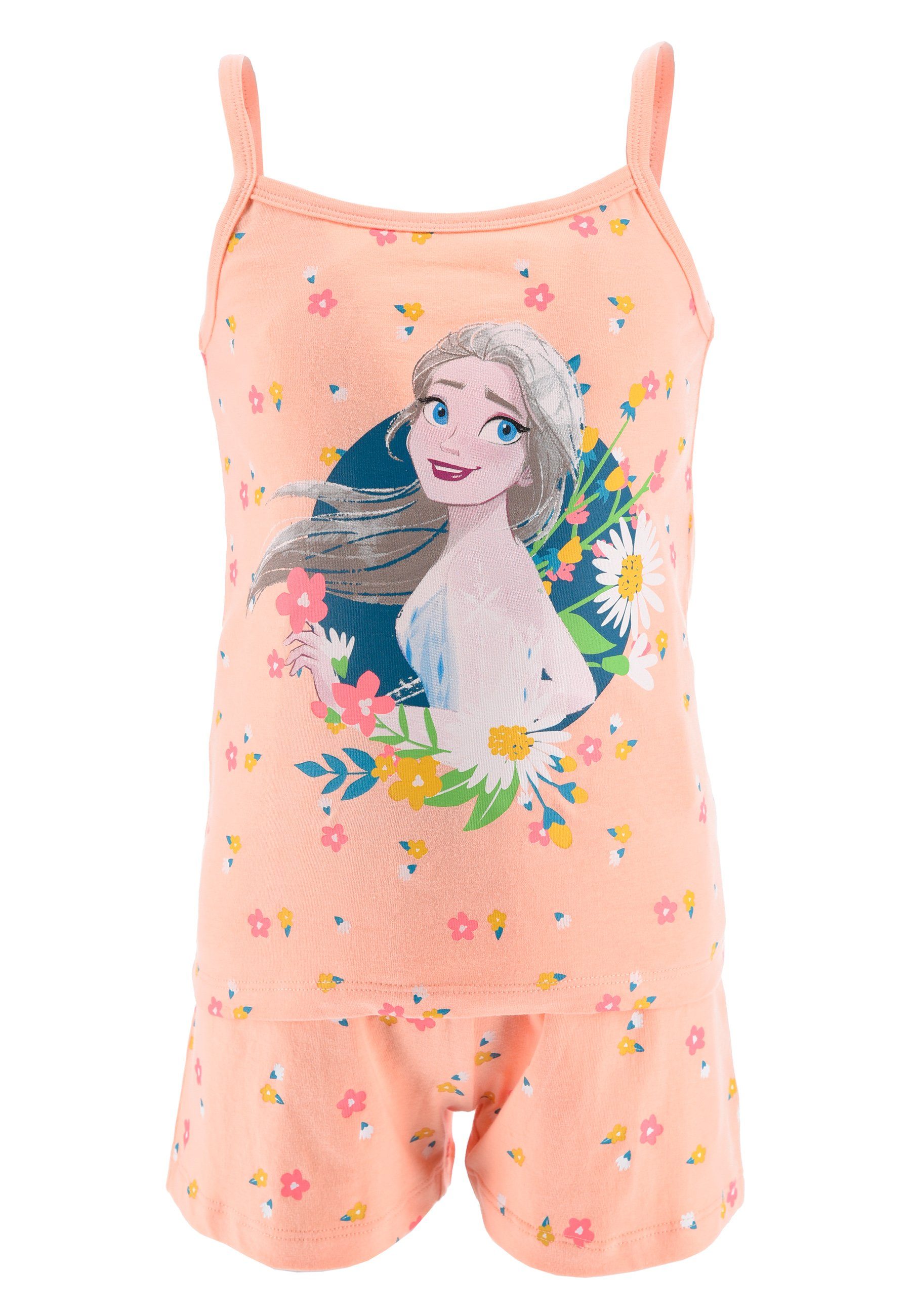 Disney Frozen Anna Shorty Mädchen tlg) (2 und Eiskönigin Die Elsa Orange Pyjama Schlafanzug