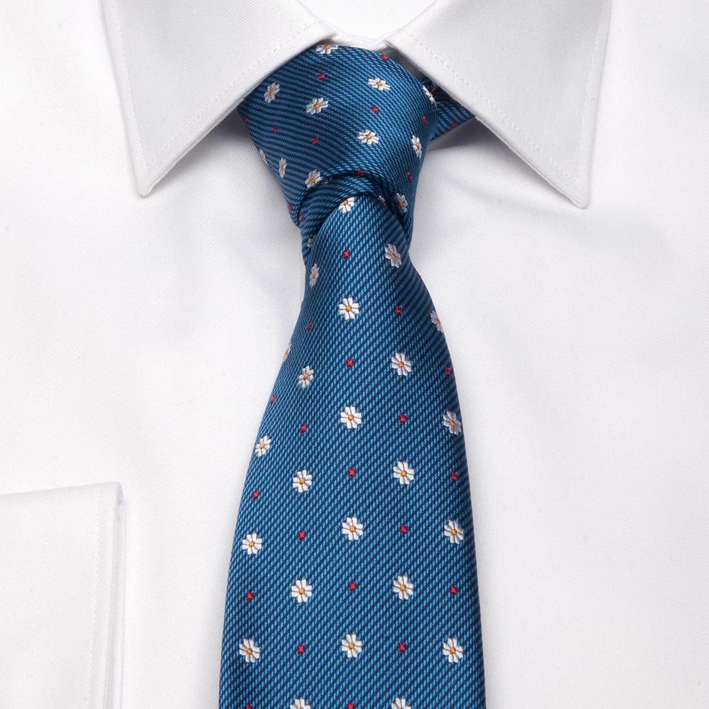 Breit BGENTS mit Krawatte Krawatte Blau Blüten-Muster Seiden-Jacquard (8cm)