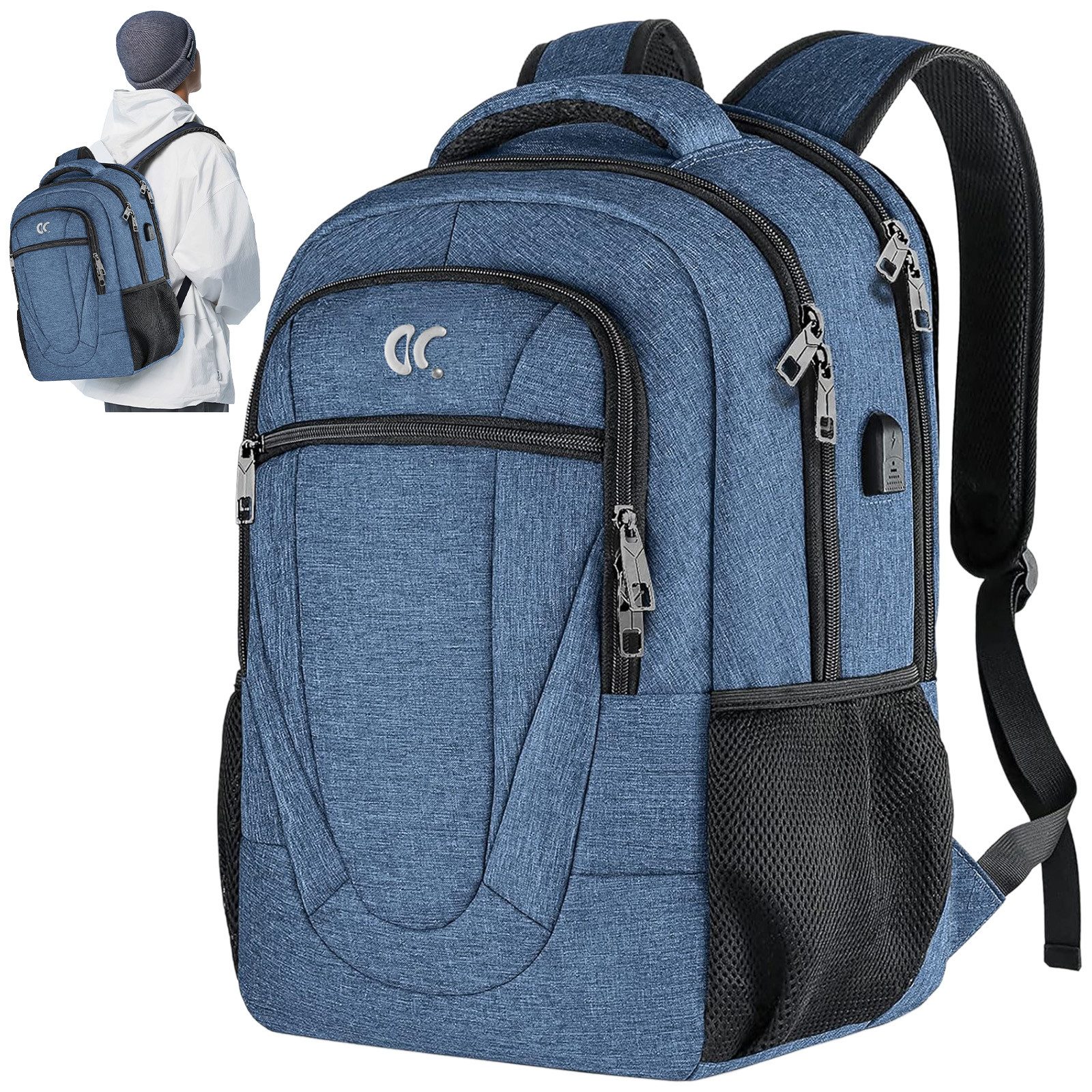 REDOM Laptoprucksack Rucksäcke Schulrucksack Wasserbeständig Business Rucksack (Notebook Tasche Uni Rucksack Freizeitrucksack, 1-tlg., Sportrucksack, Anti-Diebstahl, Backpack mit Laptopfach, mit USB-Anschluss), Herren Damen Jungen Teenager Freizeit
