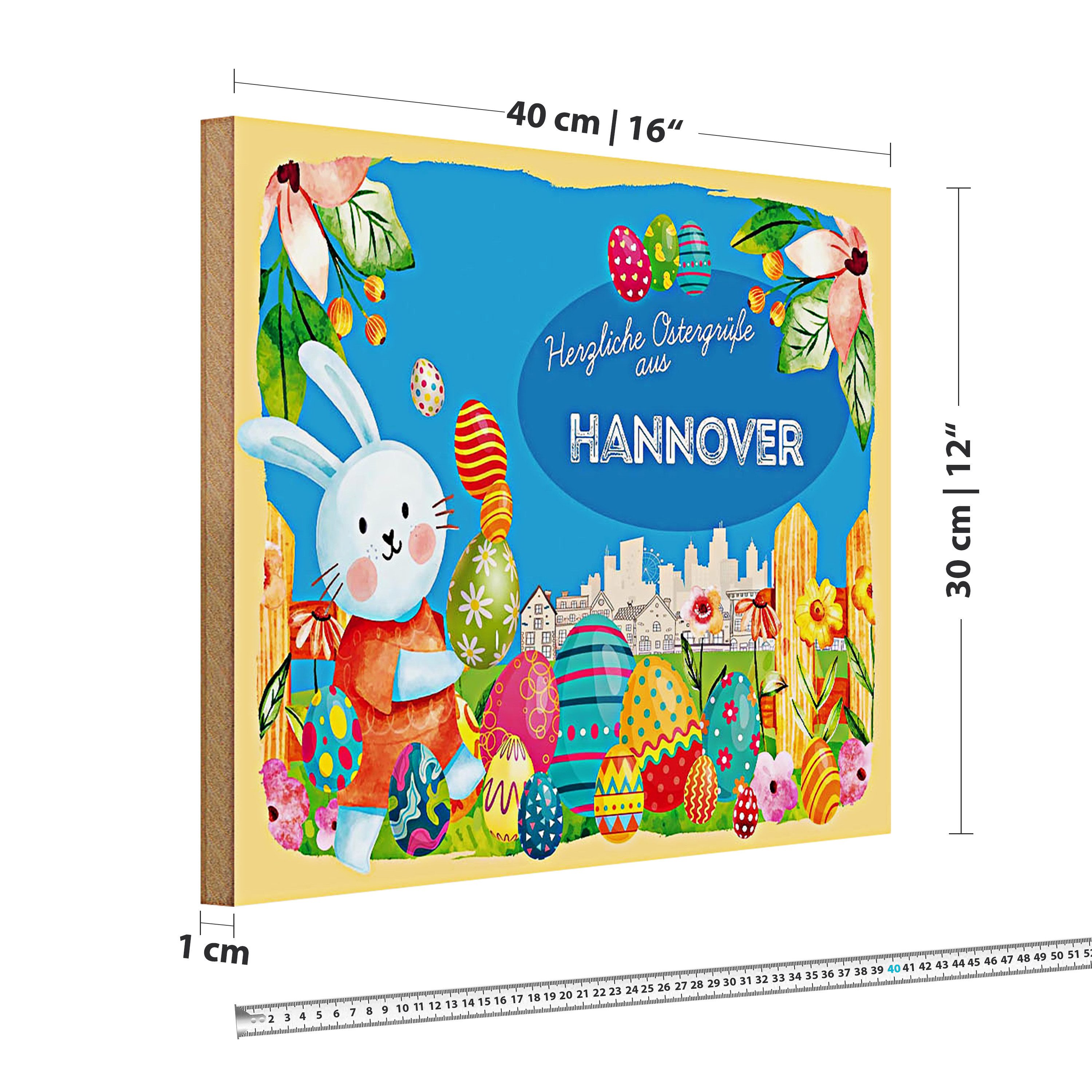 Roomando Holzbild Ostern Ostergrüße 40x30cm HANNOVER