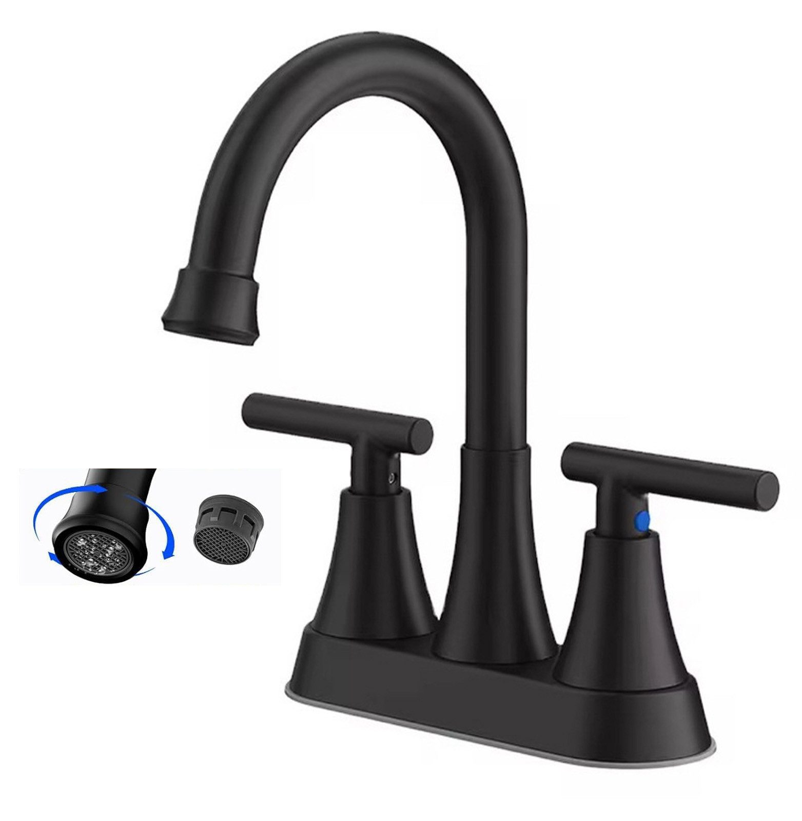 MODFU Waschtischarmatur Badarmatur Waschbecken Armatur 360° drehbarer Wasserhahn (mit Pop-up Ablaufgarnitur, 304 Edelstahlschlauch, 1-St., Vorhanden 3/8 Zoll Norm-Anschluss, mit 3-Loch-Design) einfache Installation, für Waschbecken Bad Gäste-WC