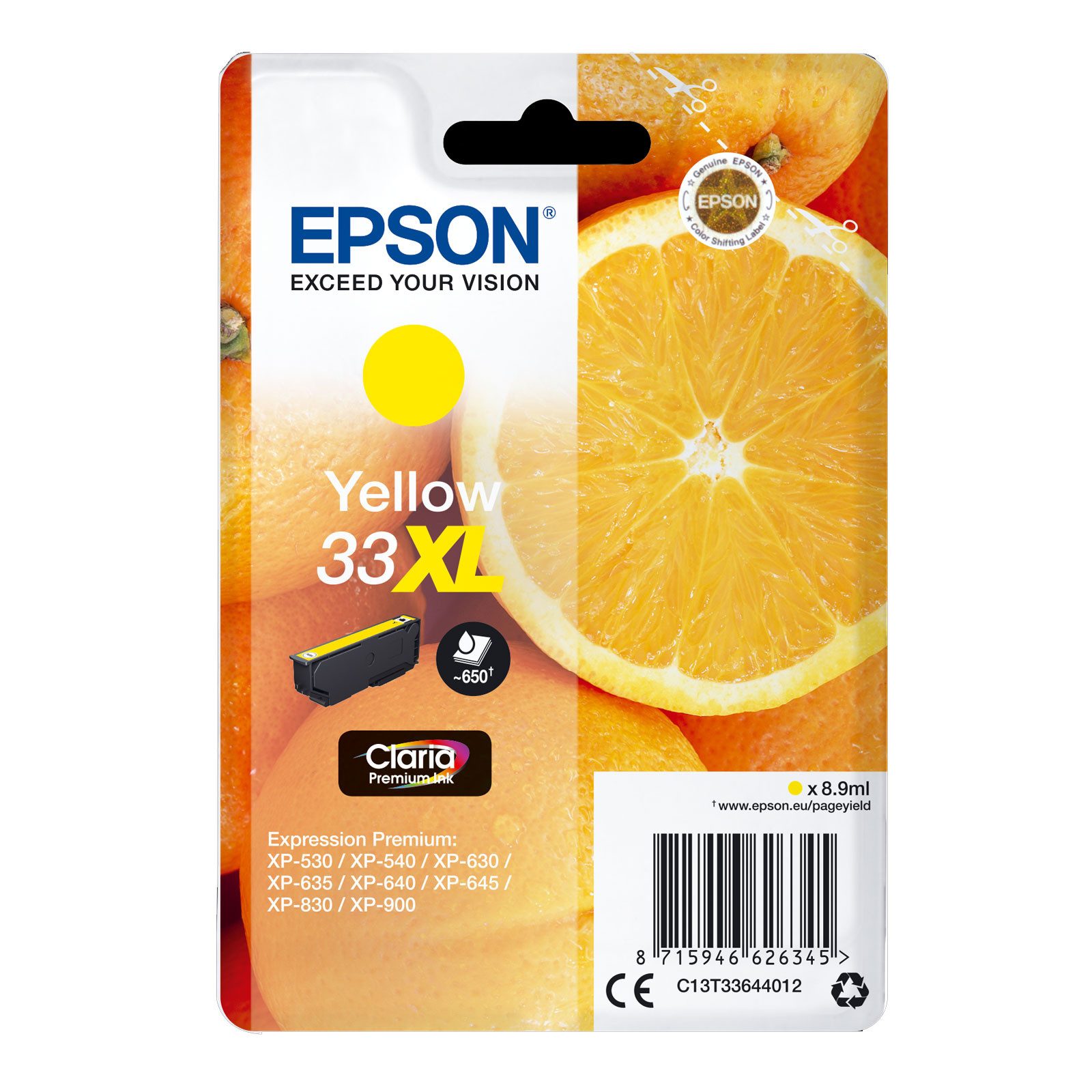 Epson Singlepack 33XL Claria Premium Ink Serie "Orange" Yellow Tintenpatrone
