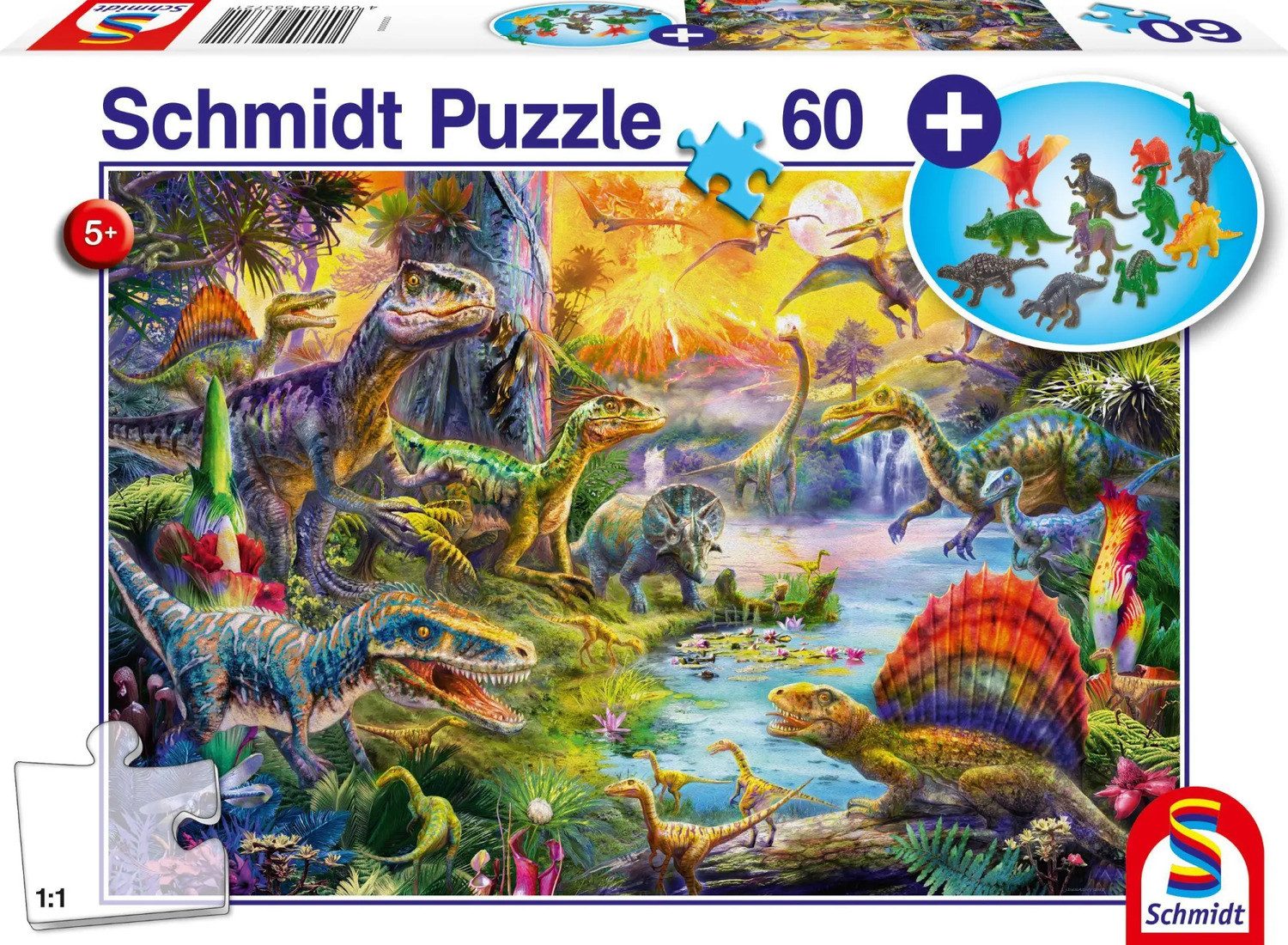 Schmidt Spiele Puzzle Dinosaurier. Puzzle 60 Teile, mit Add-on (Dinosaurier günstig online kaufen
