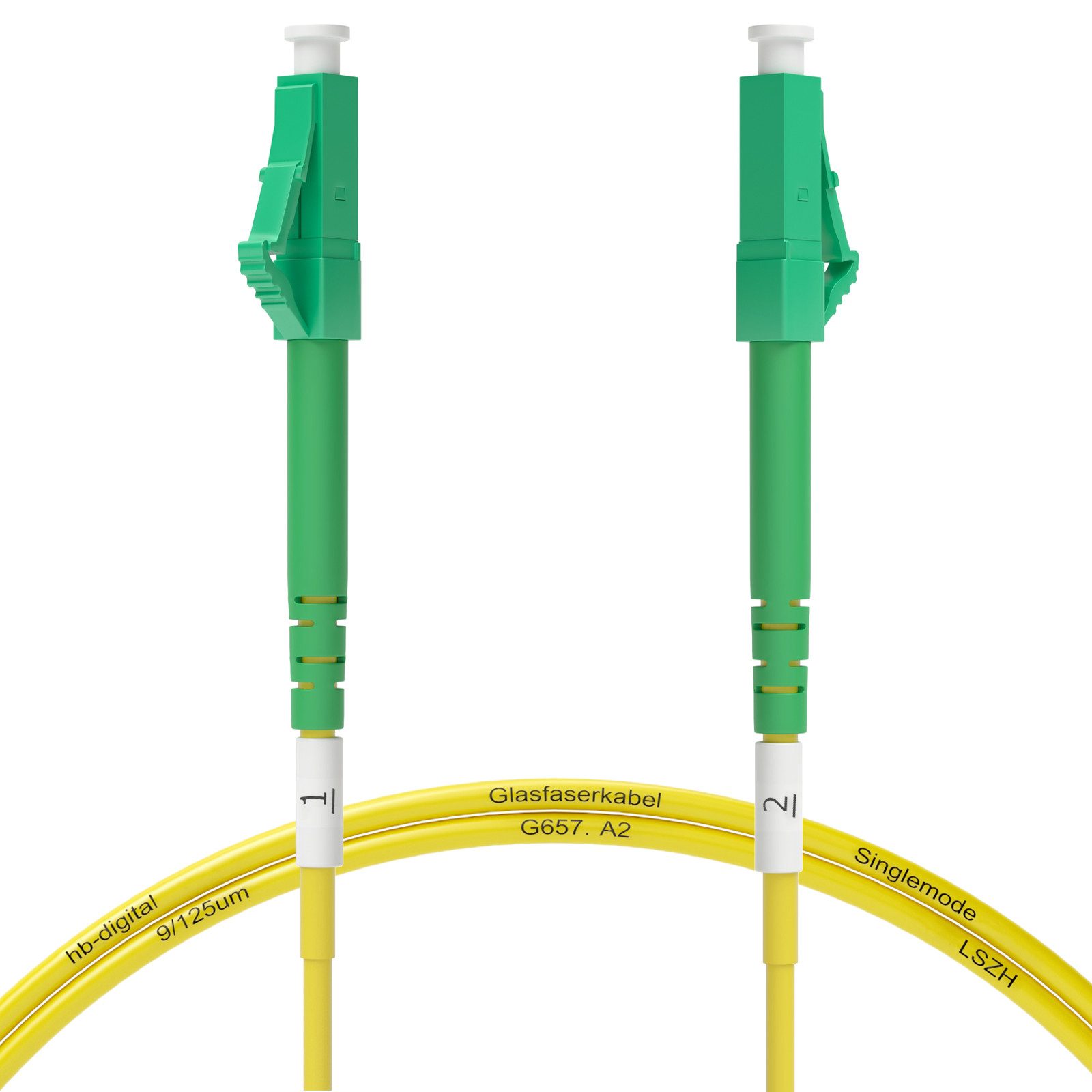 HB-DIGITAL Glasfaser Patchkabel Simplex 1m LC/APC-LC/APC, G.657.A2 Glasfaserkabel, (100 cm), LSZH-Mantel - halogenfrei & flammwidrig