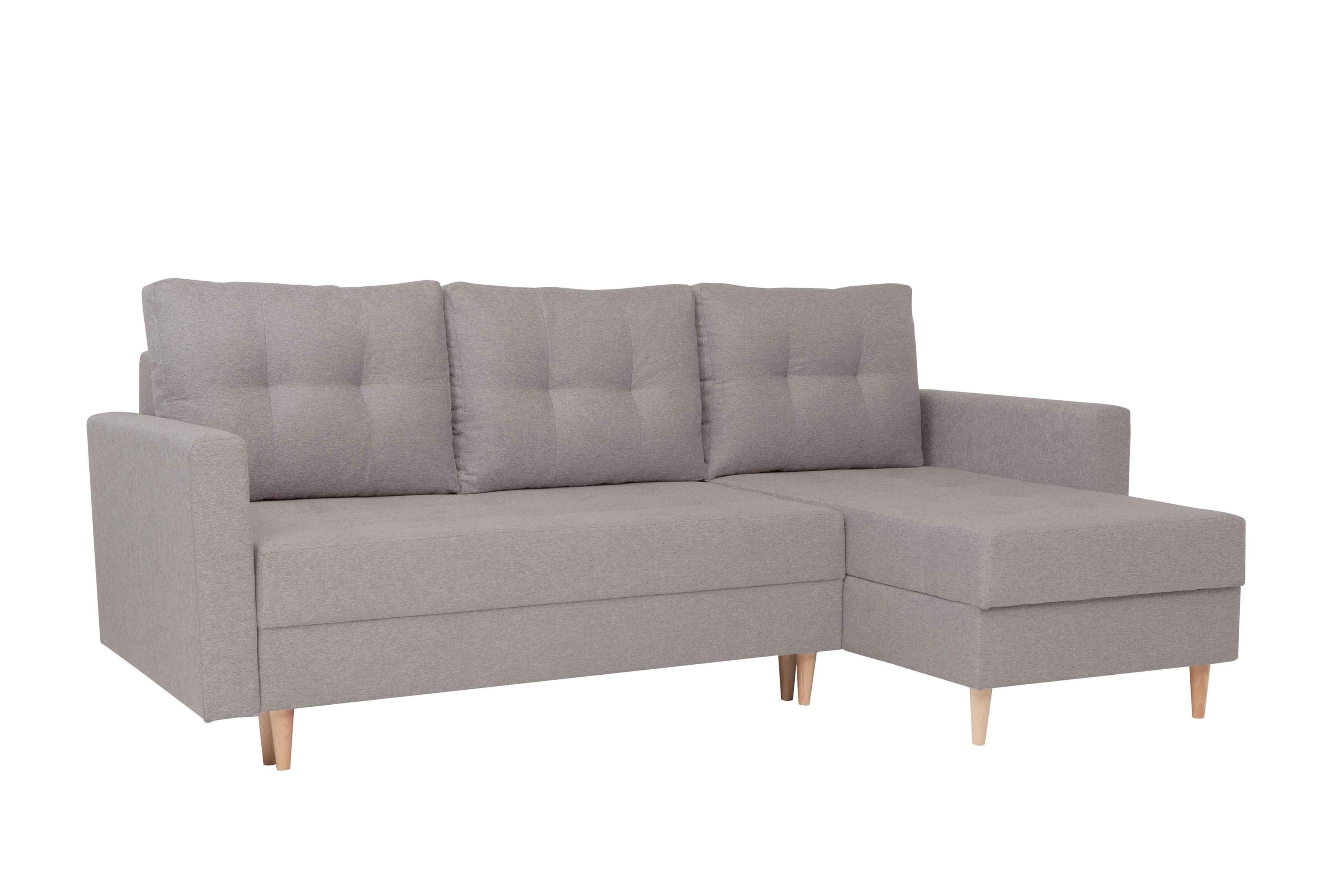 Schlafsofa hochwertige Furnix Europe mit Made Hellbraun KT06 Verarbeitung, 2 Schlaffunktion, Bettkästen, CASIOPEIA in Polstercouch L-Form mit