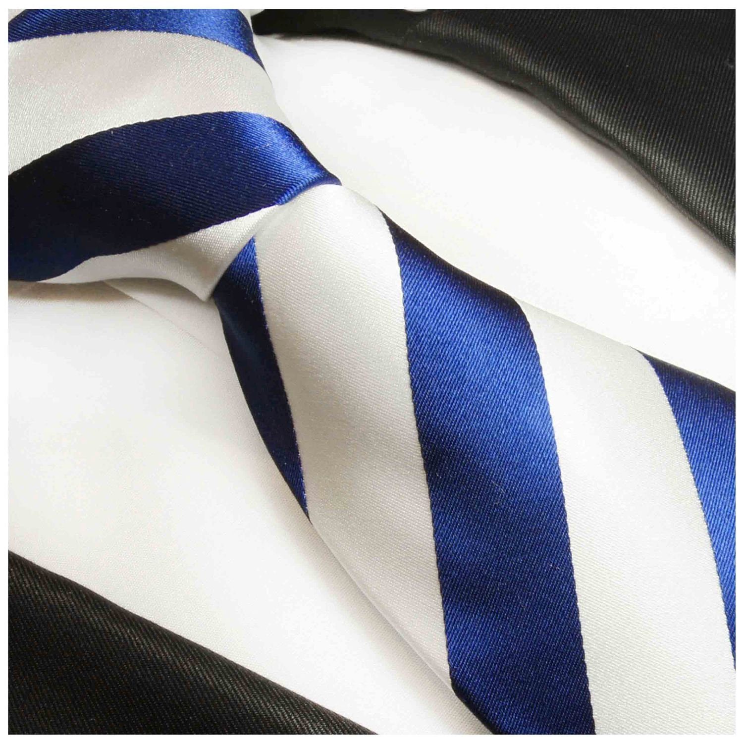 Malone gestreift Breit blau modern Schlips Seide Streifen 100% Seidenkrawatte Krawatte Paul (8cm) Herren