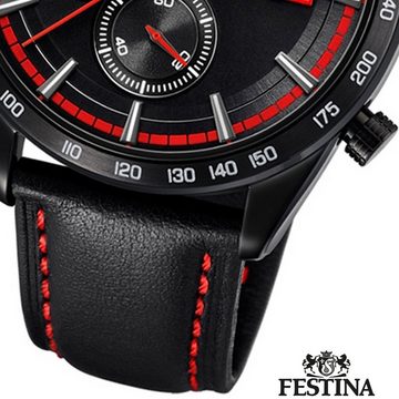 Festina Chronograph Festina Herren Uhr F20344/5 Leder, (Chronograph), Herren Armbanduhr rund, Lederarmband schwarz