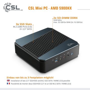 CSL AMD 5900HX / 64GB / Windows 11 Home Gaming-PC (AMD 5900HX, AMD Radeon Graphics, 64 GB RAM, 4000 GB SSD)