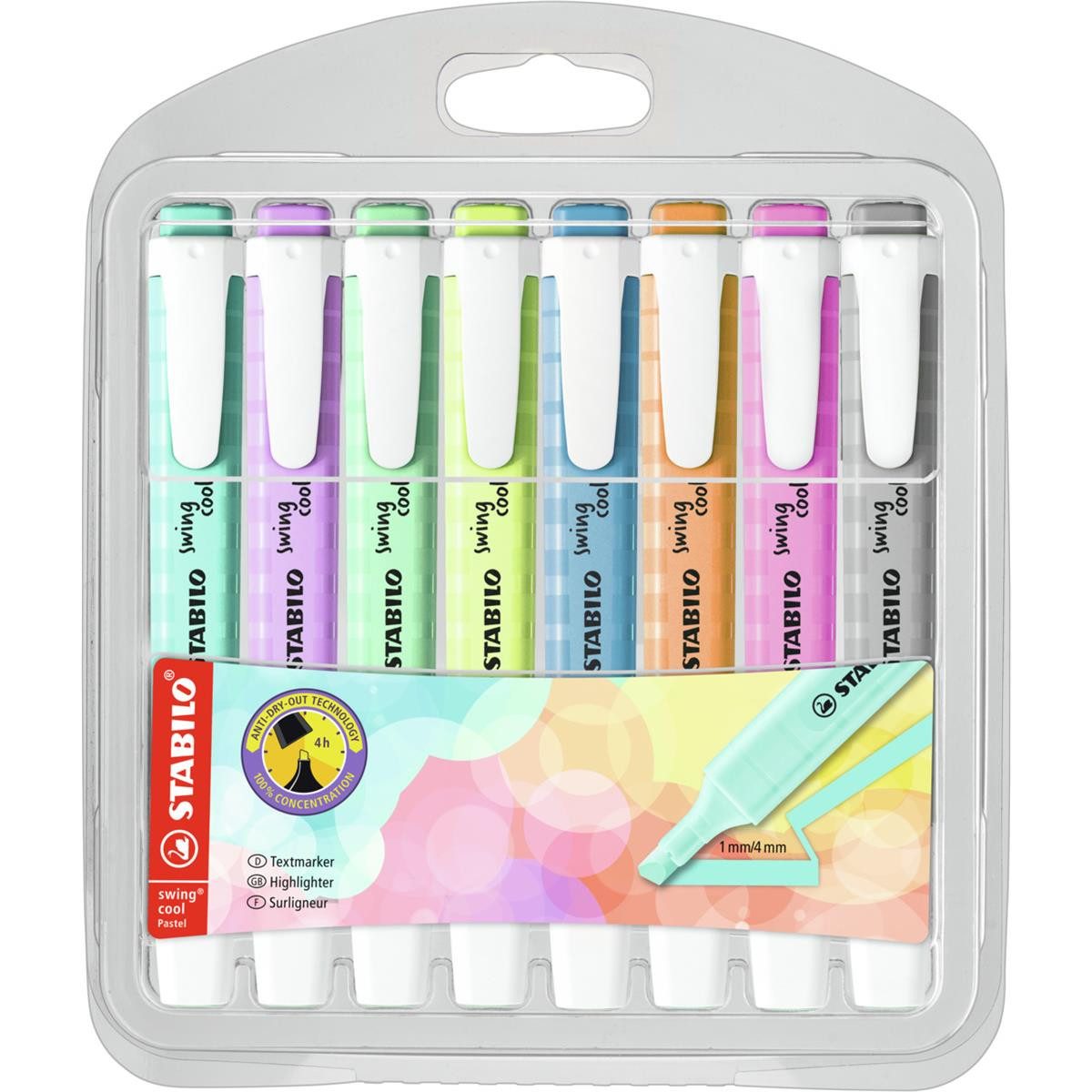 STABILO Marker STABILO swing cool Textmarker - 1+4 mm - 8er Etui - pastell