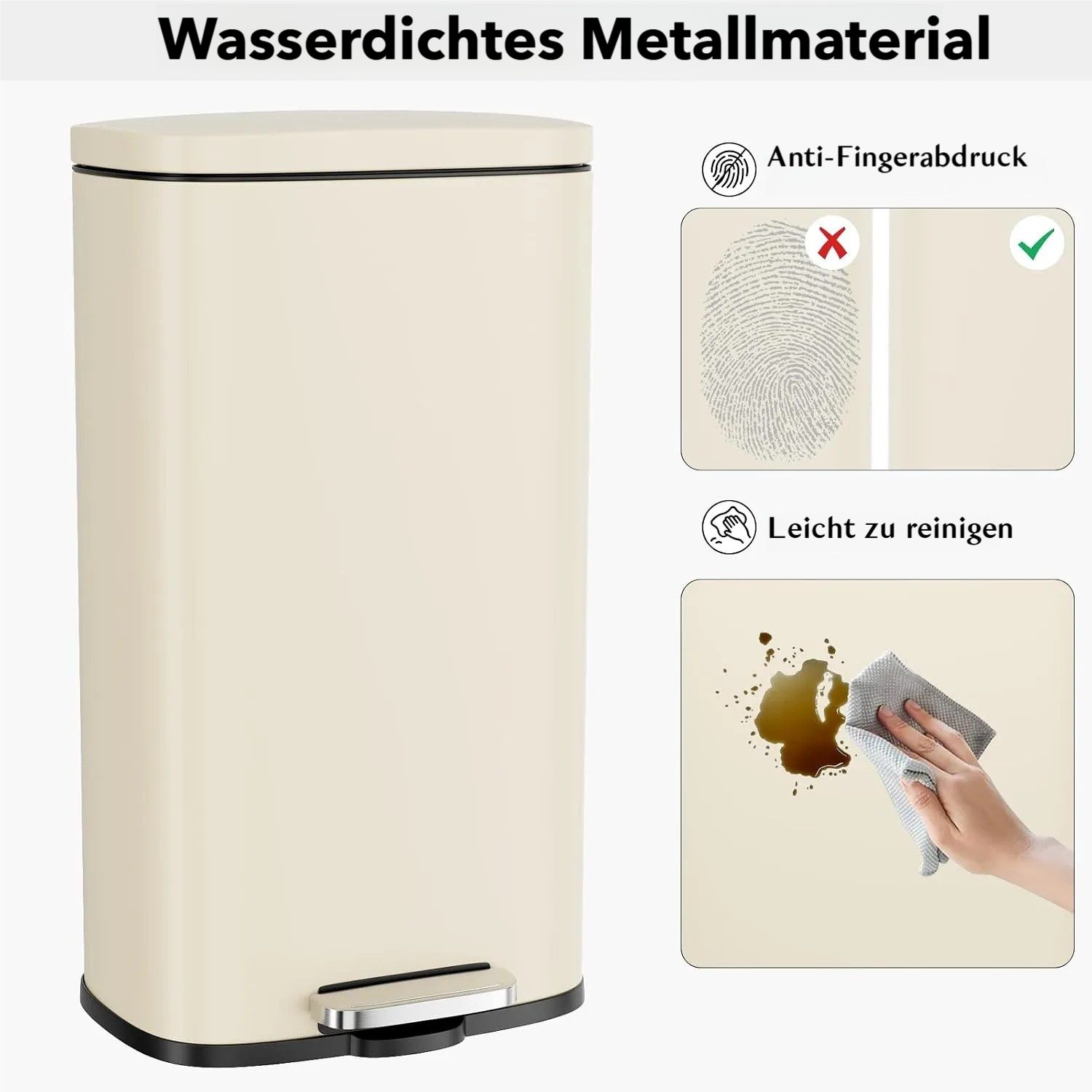 TLGREEN Mülleimer 50l aus Edelstahl,Abfalleimer mit Deckel, Soft-Close Tretmülleimer,für Küche, Badezimmer, Büro – Bild 5 von 5