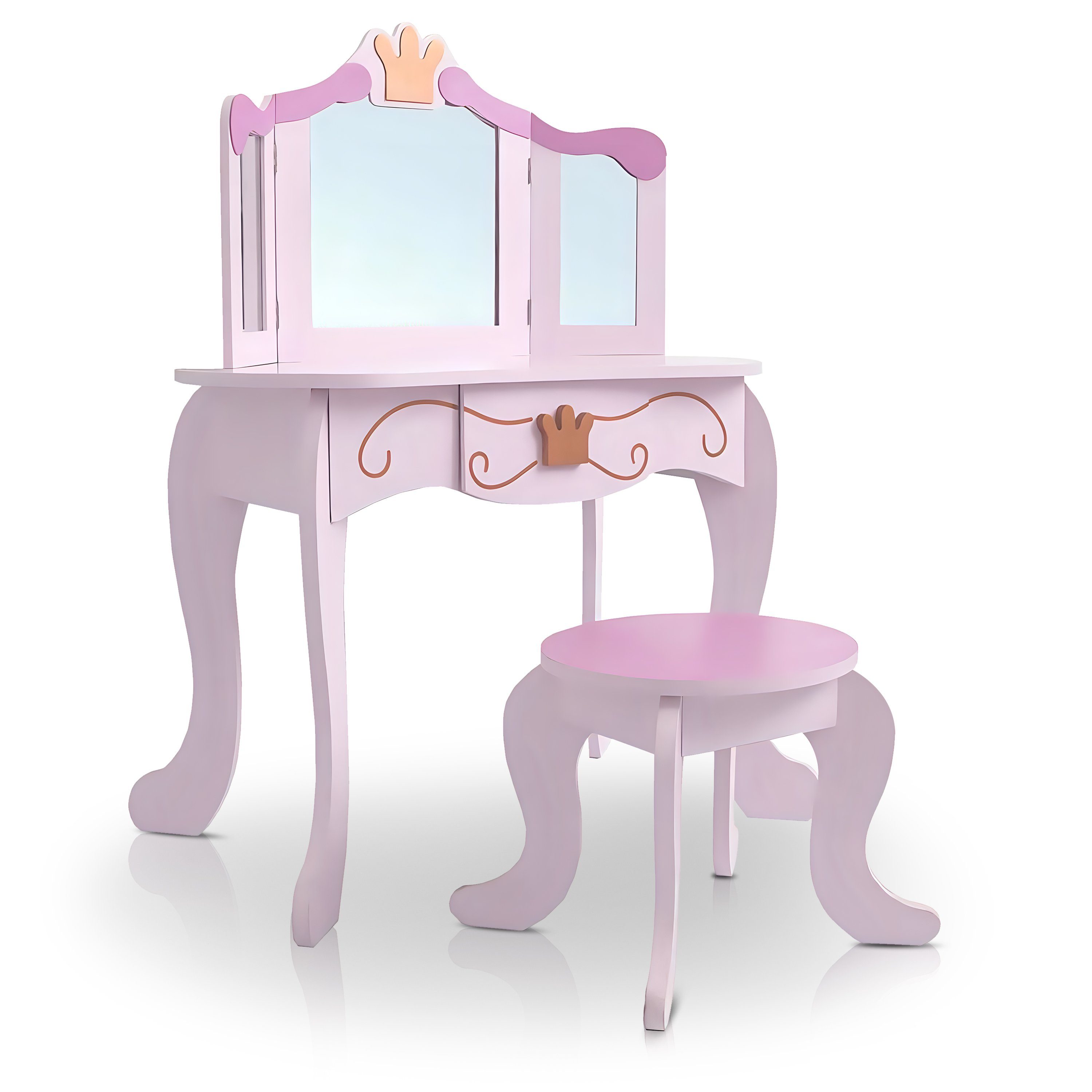 habeig Kindertisch Kindertisch Prinzessin Schminktisch Frisiertisch mit Hocker #333, splitterfrei