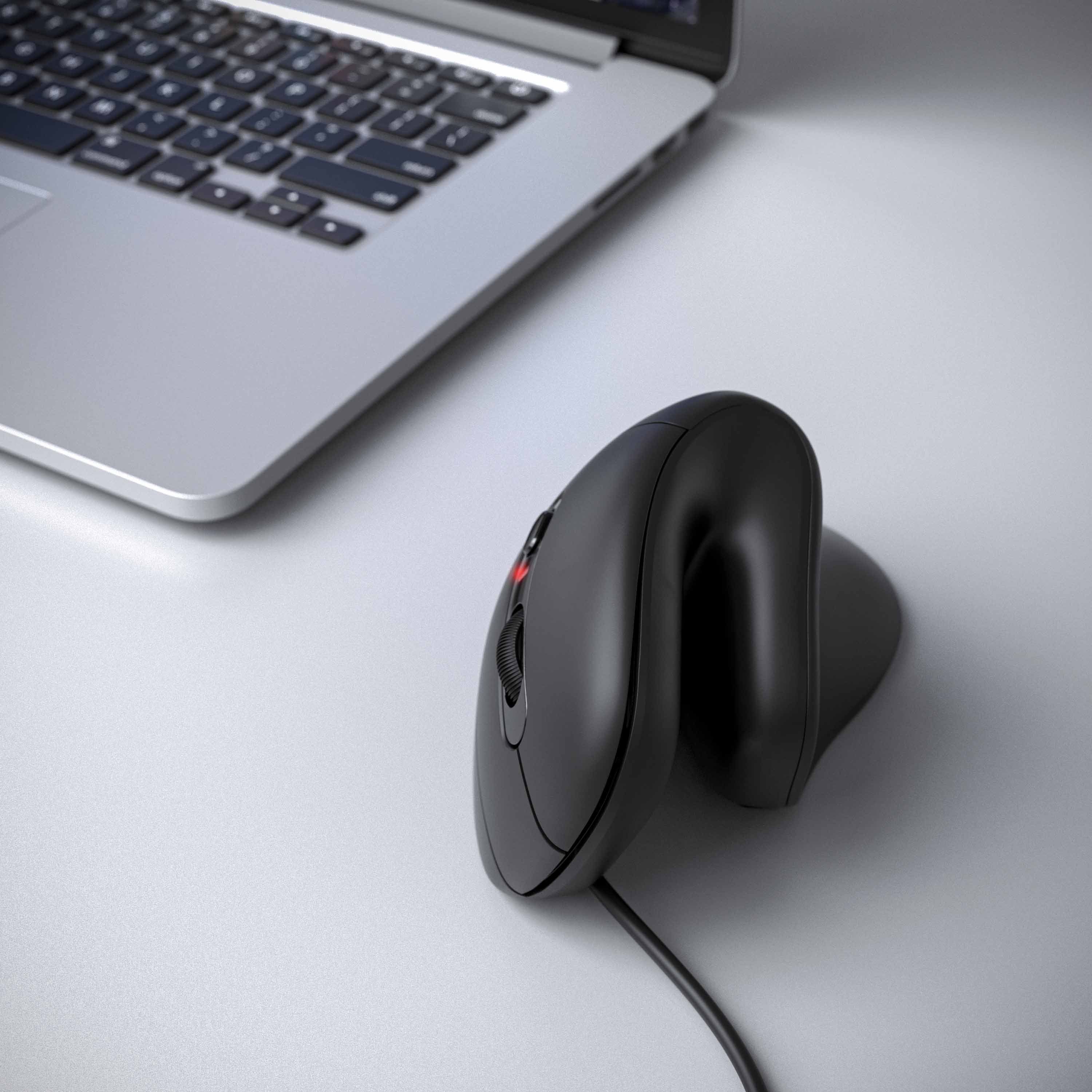 CSL Vertikalmaus, optische Vertikal Mouse, ergonomische & armschonend ergonomische Maus (kabelgebunden, 125 dpi, Vorbeugung gegen Mausarm Tennisarm, Kabel, für PC & MAC, 800-3200 DPI)