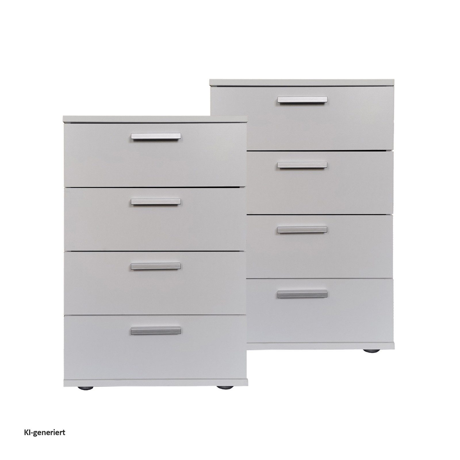 HTI-Living Nachtschrank Nachtkommode 4 Schubladen Nina Weiß 2er-Set (Set, 2-St., 2 Nachtschränke) Nachtschrank Nachttisch