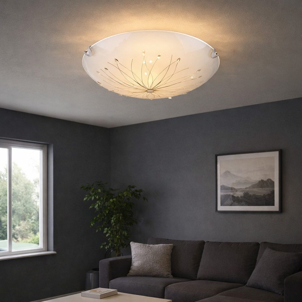 GLOBO LIGHTING Deckenleuchte, Leuchtmittel nicht inklusive, Deckenleuchte Deckenlampe Wohnzimmerlampe Glas satiniert 2 Flammig