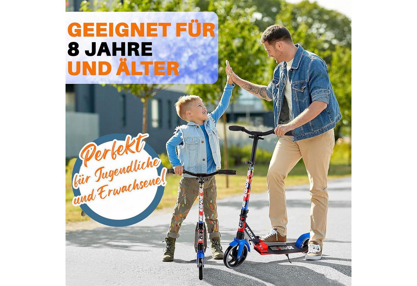 Thumbnail - Pyle Cityroller Cityroller für Kinder & Erwachsene – Klappbarer Tretroller, Höhenverstellbar 84–98 cm, große Räder 20,3 ...
