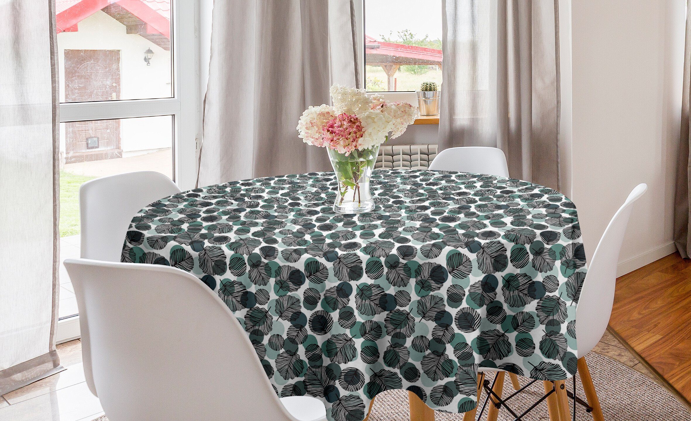 Abakuhaus Tischdecke Dekoration, Dots-Laub Tischdecke Abstrakt Küche Abdeckung Kreis Esszimmer für Blätter