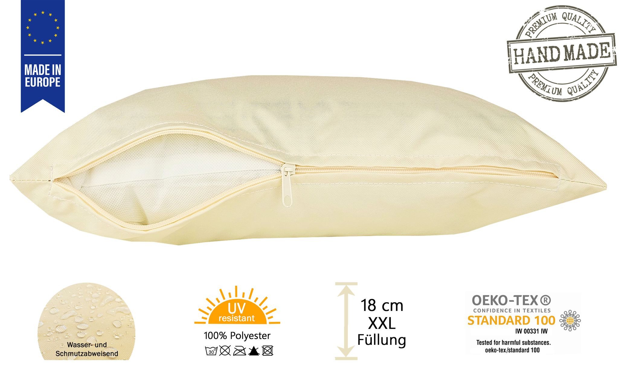 JACK Dekokissen 60x60cm Outdoor Lounge Kissen inkl. XXL Füllung, starke Füllung, strapazierfähig, wasserabweisend, In- und Outdoor