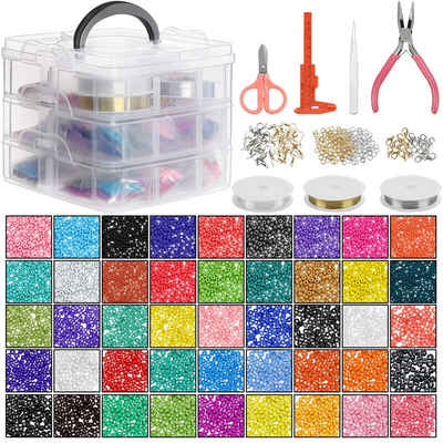 Handi Stitch Bastelperlen Armband Perlen Set mit Werkzeug und Aufbewahrungsbox - 26880 Stück, 26880 Glasperlen für Armbänder mit Werkzeug und Aufbewahrungsbox