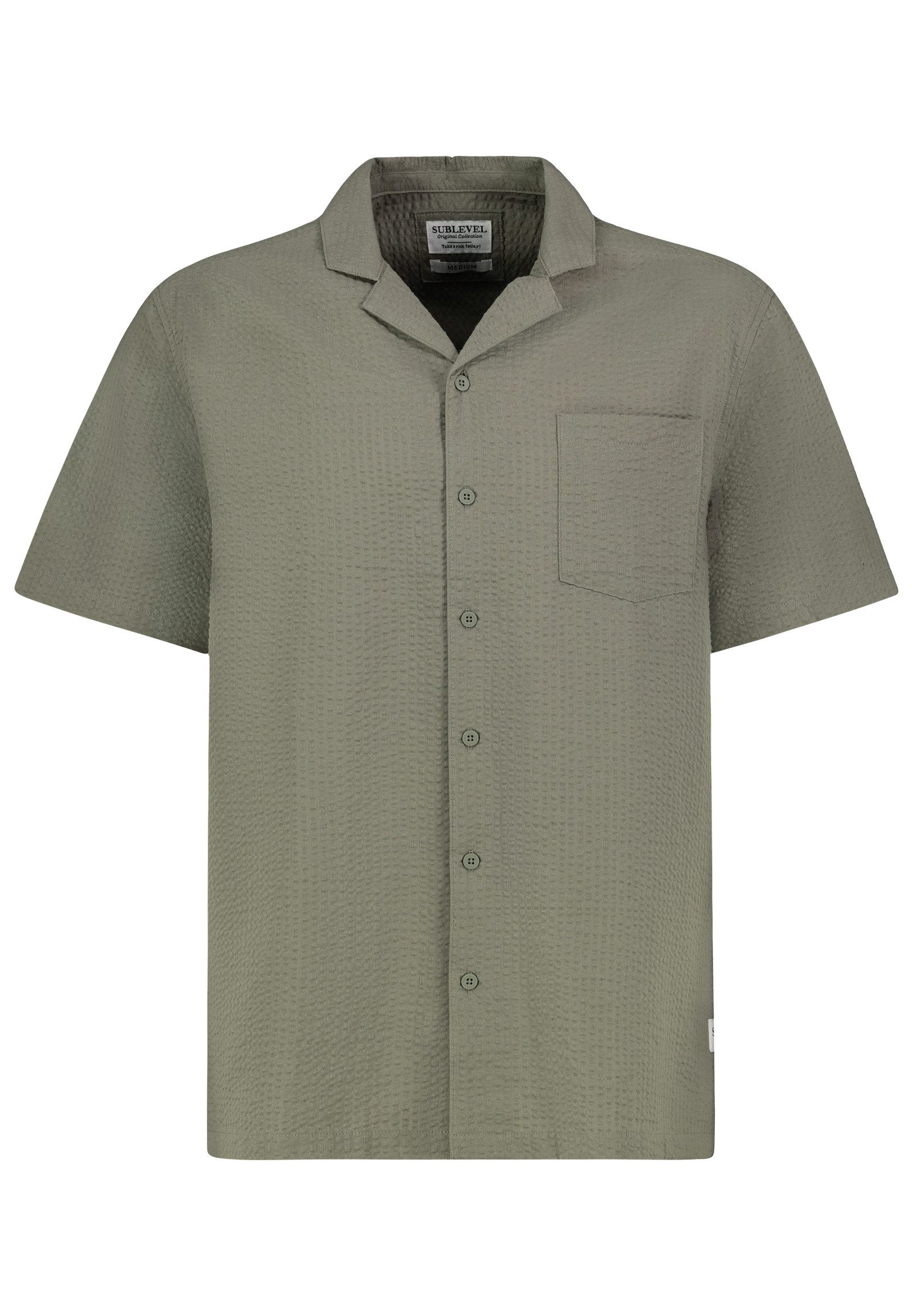 SUBLEVEL Kurzarmhemd Strukturiertes Design Kragen Kurzarm Knopfverschluss (1-tlg) H70069AG11167A_S/S Shirts