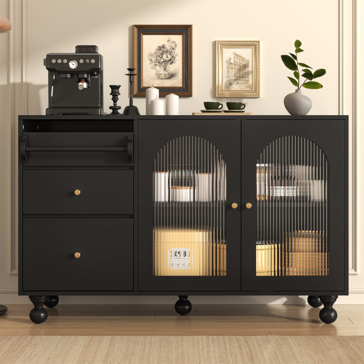 Sideboard Sideboard mit Changhong-Glastür und Handtuchhalter-Design