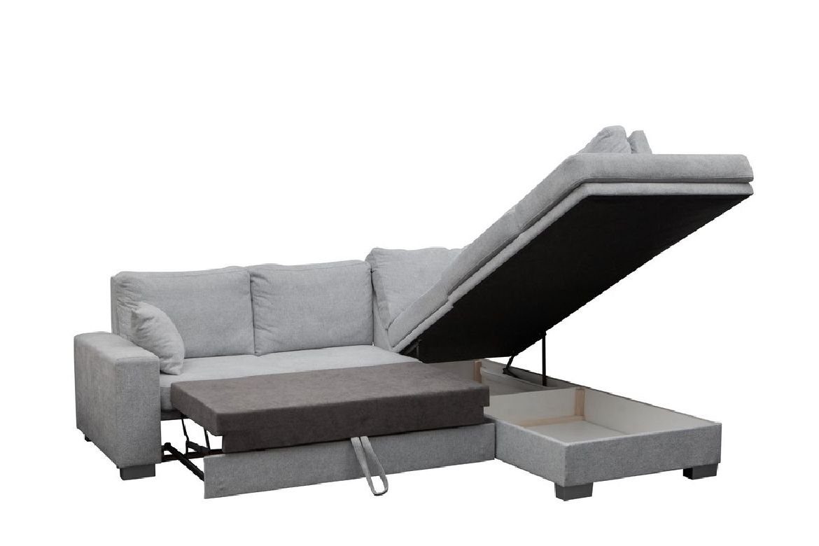 Ecksofa JVmoebel Möbel, Bettkasten Sofa Designer Mit Schlafsofa Grau Sofa Bettfunktion Bettfunktion Ecksofa