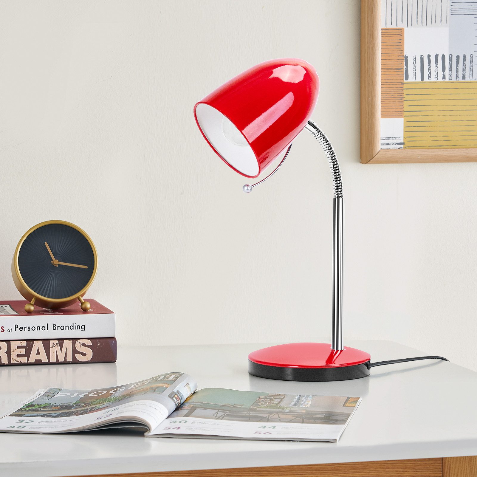 Aigostar Schreibtischlampe Aigostar Retro Kind Tischlampe, E27 (Max 11W), Flexibler Arm – Bild 5 von 5
