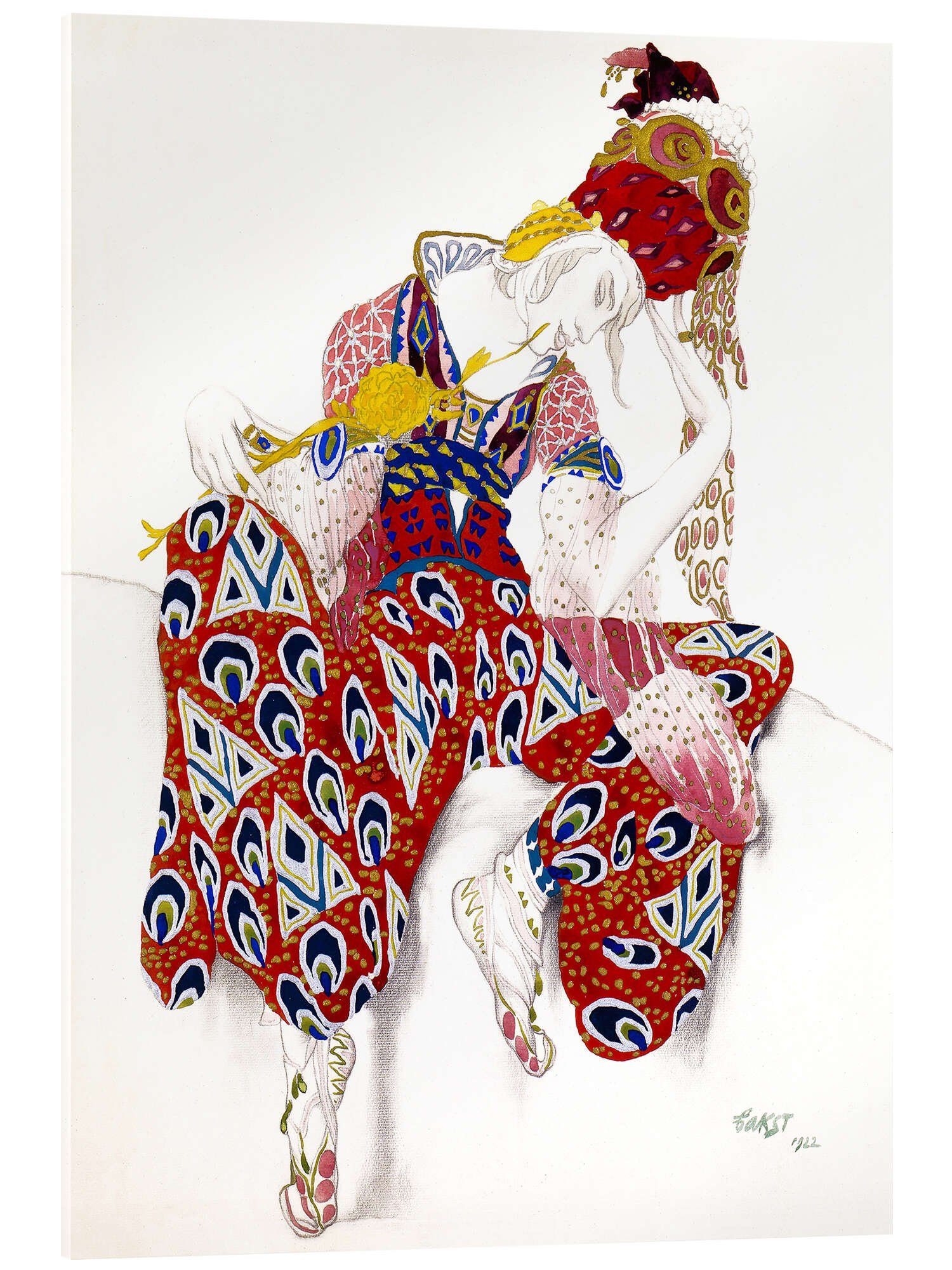 Posterlounge Acrylglasbild Leon Nikolajewitsch Bakst, Kostüm für Nijinsky, Ballett LA PERI, Orientalisches Flair Malerei