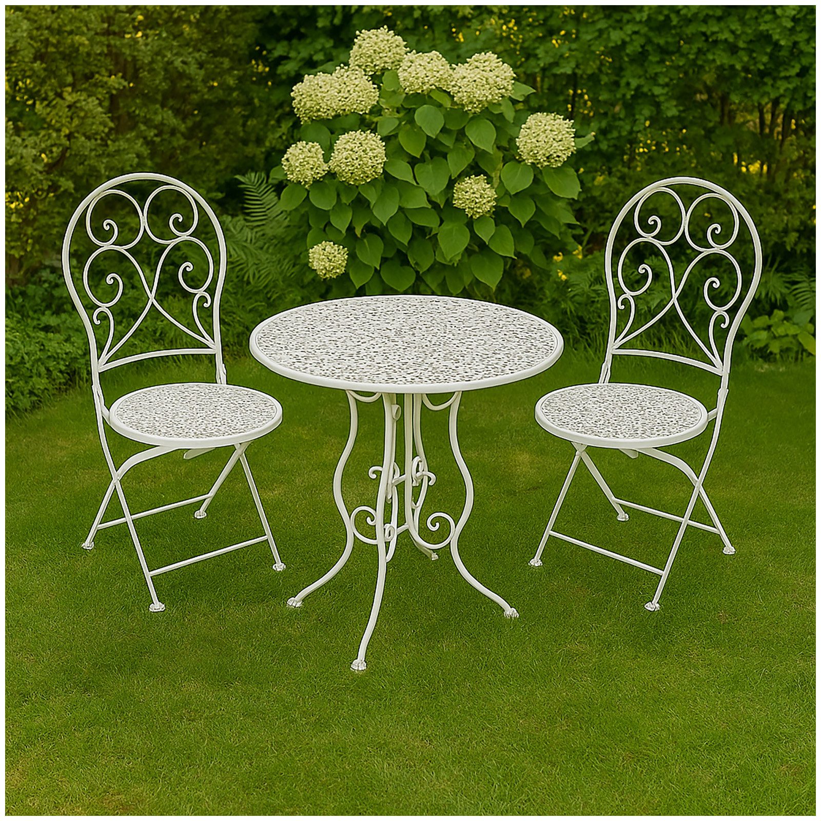 HTI-Living Garten-Essgruppe Bistroset aus Metall 3-teilig Weiß, (Set, 3-tlg günstig online kaufen