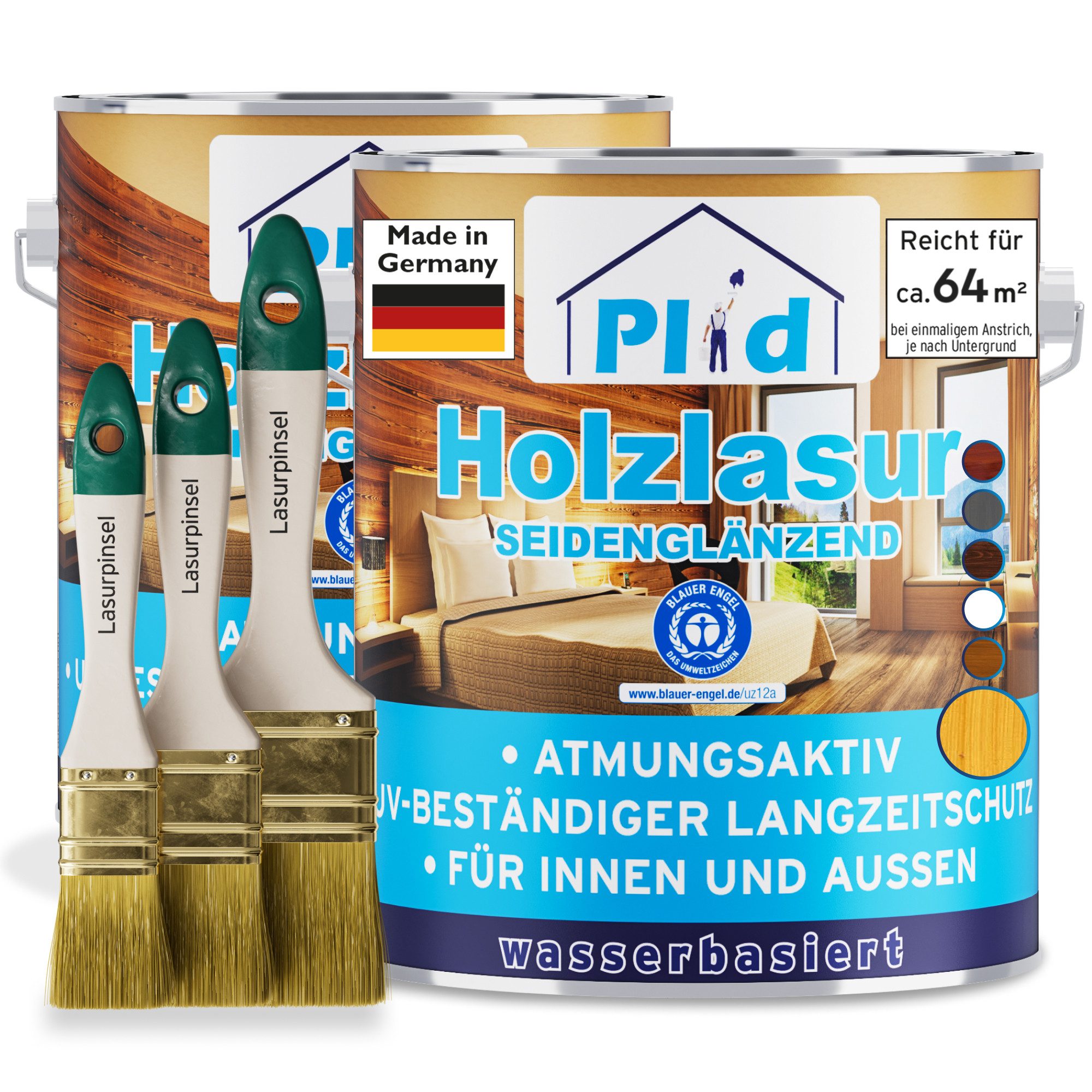 plid Holzschutzlasur Premium Holzlasur Holzschutzlasur Holzschutz Lasurpinsel, Schnelltrocknend