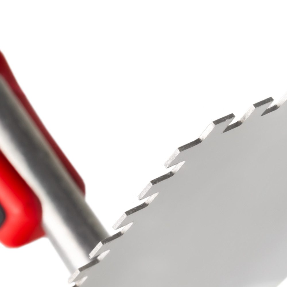 Prima-Online Zahnkelle Zahnkelle zum Verlegen Zahnspachtel Edelstahlkelle Ergonomisch Griff (Zahnkelle 4x4-St)
