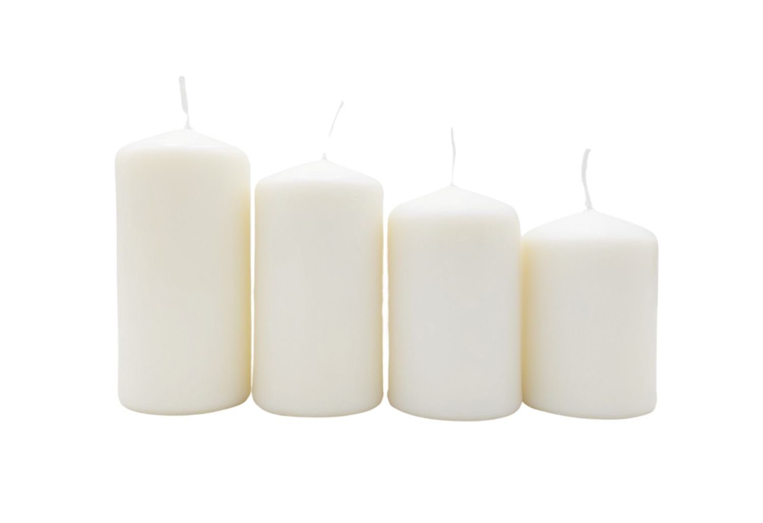 Stumpenkerze Adventskerzen weiß 4er Stumpenkerzen Weihnachtskerze Stufenkerzen