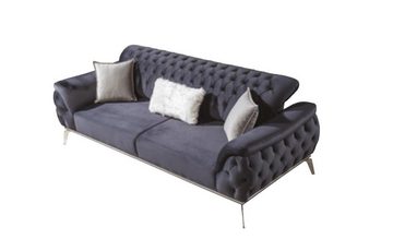 JVmoebel Chesterfield-Sofa Sofagarnitur 3+3+1 Sitzer Blau Sessel Luxus Chesterfield Luxus, Made in Europe