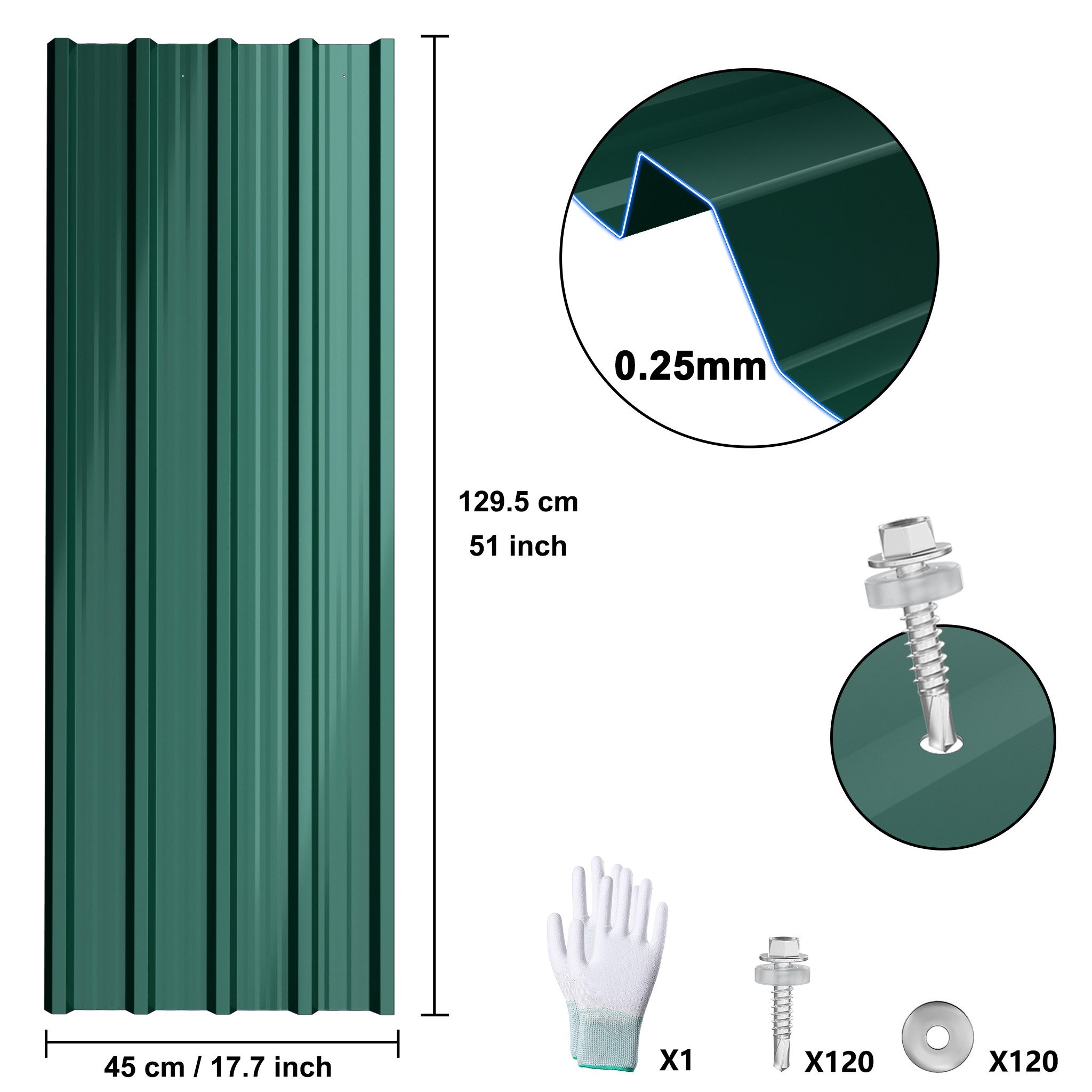 FIVMEN Wellplatte Trapezblech Wellplatten Deckenplatten 12 x Dachpaneele Metallblech, für Dachkonstruktionen, Garagen, Gewächshäuser, Zwinger