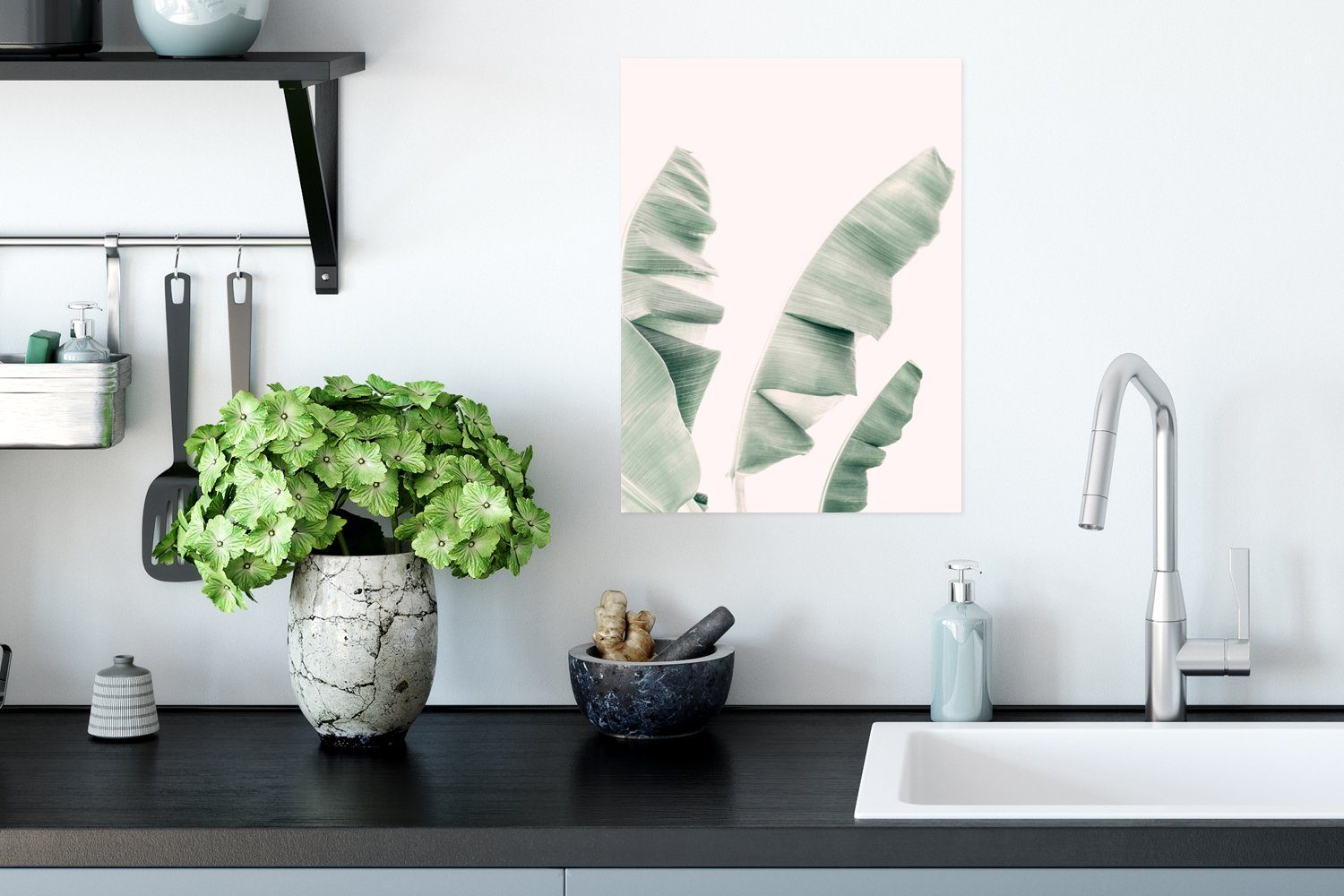 Natur - - - Rahmen für Wandbild, (1 Ohne Weiß, MuchoWow Pflanze Wandposter Poster Grün St), Wohnzimmer, Poster,