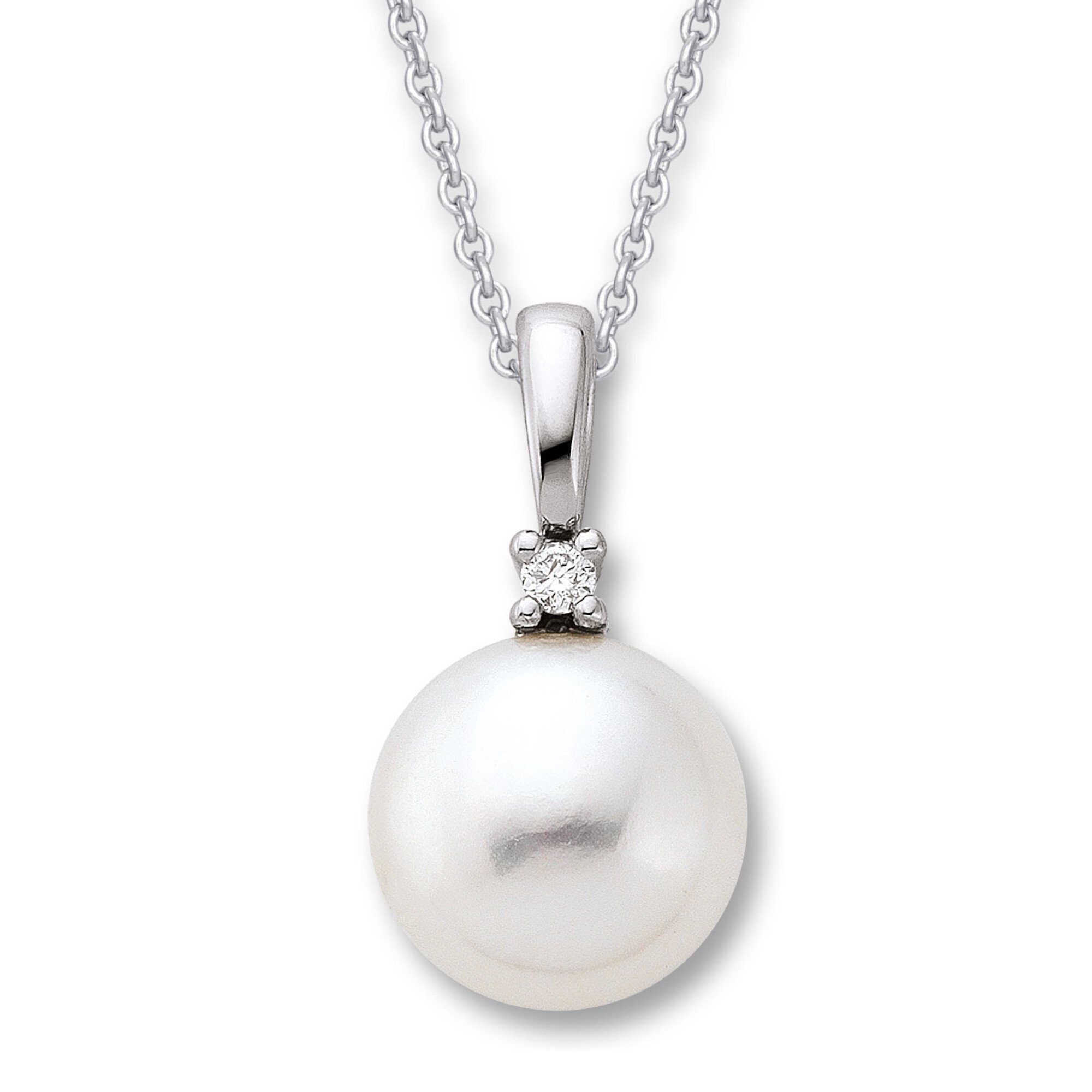 ONE ELEMENT Kettenanhänger 0.02 ct Diamant Brillant Anhänger aus 585 Weißgold, Dezenter Glanz – Diamantakzente für besondere Momente