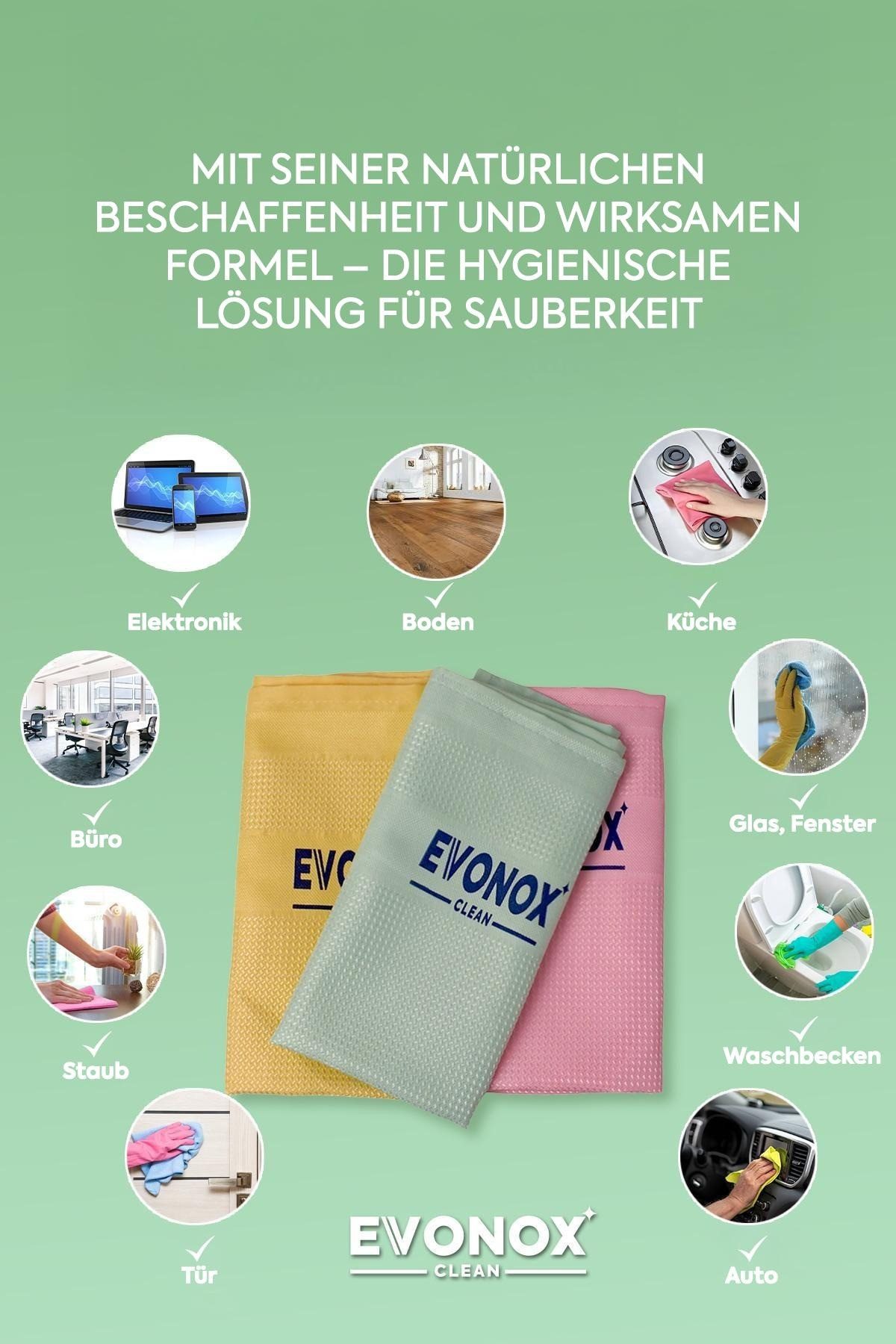 EVONOX Mikrofaser-Mehrzwecktücher–hochsaugfähig, hinterlassen keine Streifen Mikrofasertuch (3-tlg., 42x68cm, 1Packung, 3Stück, Küche,Boden,Auto,Waschbecken,Tür – Bild 3 von 5