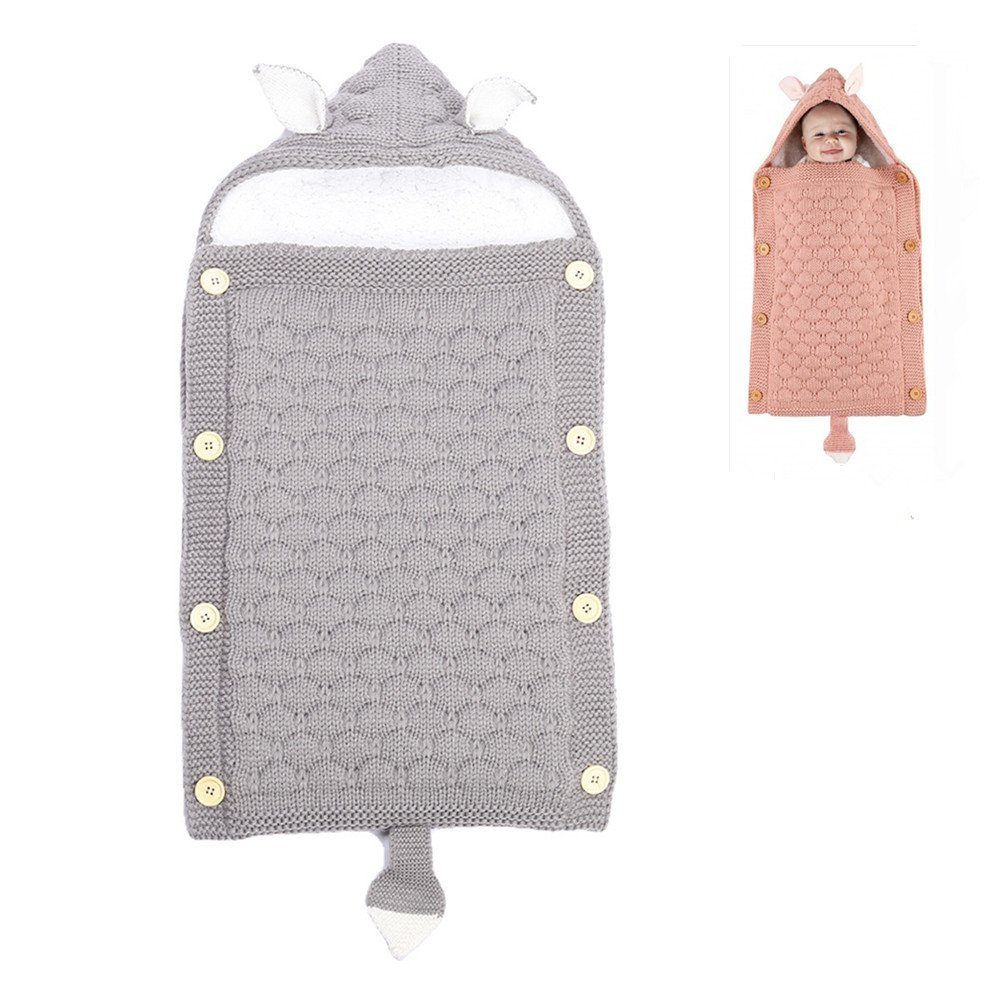 XDeer Babyschlafsack Baumwollflaum Wickeldecke Schlafsack Kinderwagen mit Knopf Warmer, Niedlicher Baby abnehmbar,Warmer Wickelwickel gray1 für Schlafsack