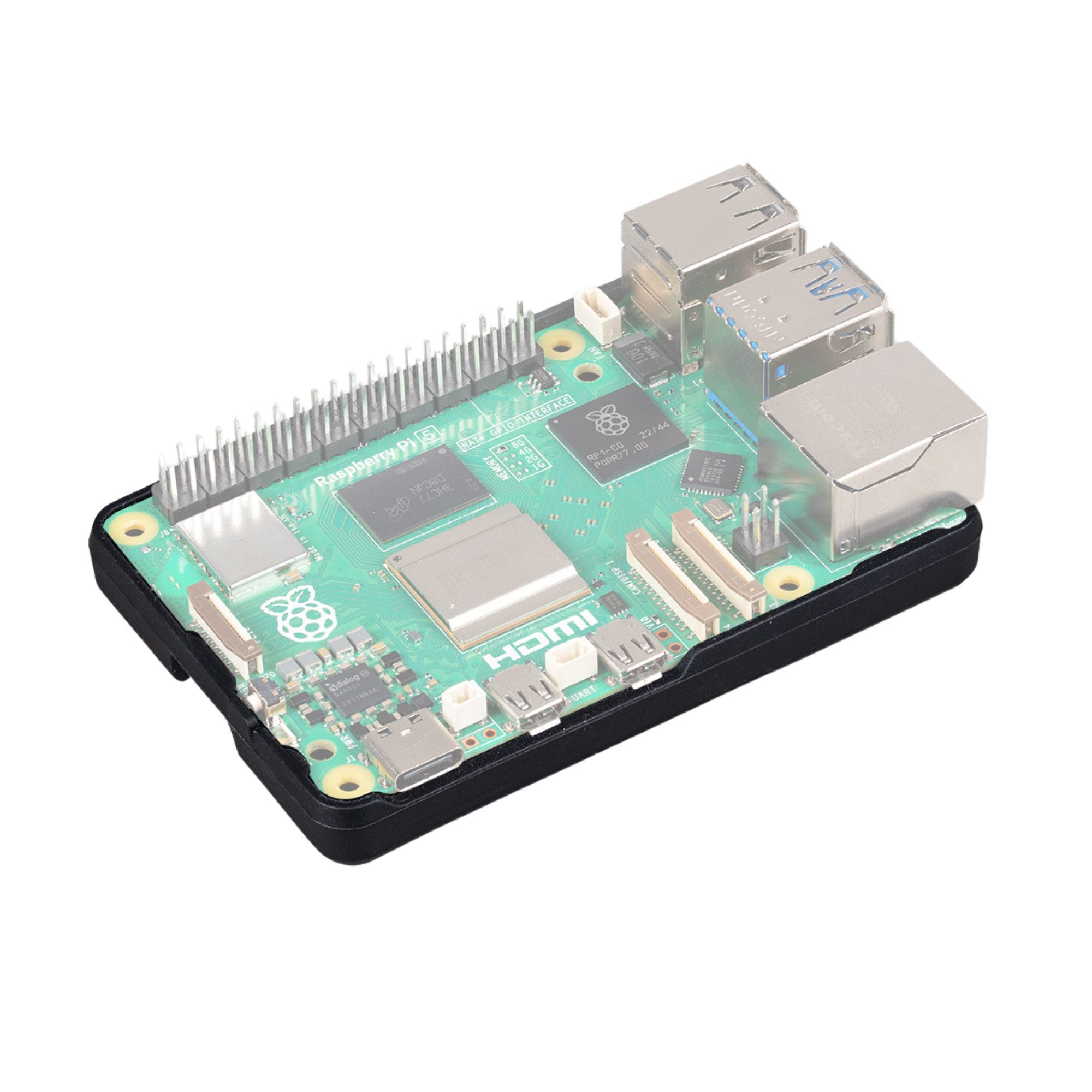 PC-Gehäuse Bumper für Raspberry Pi 5, Silikon, schwarz