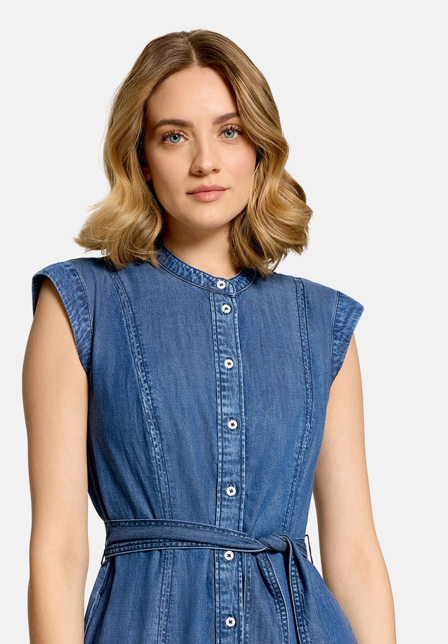 Cartoon Jeanskleid Damen mit Eingrifftaschen