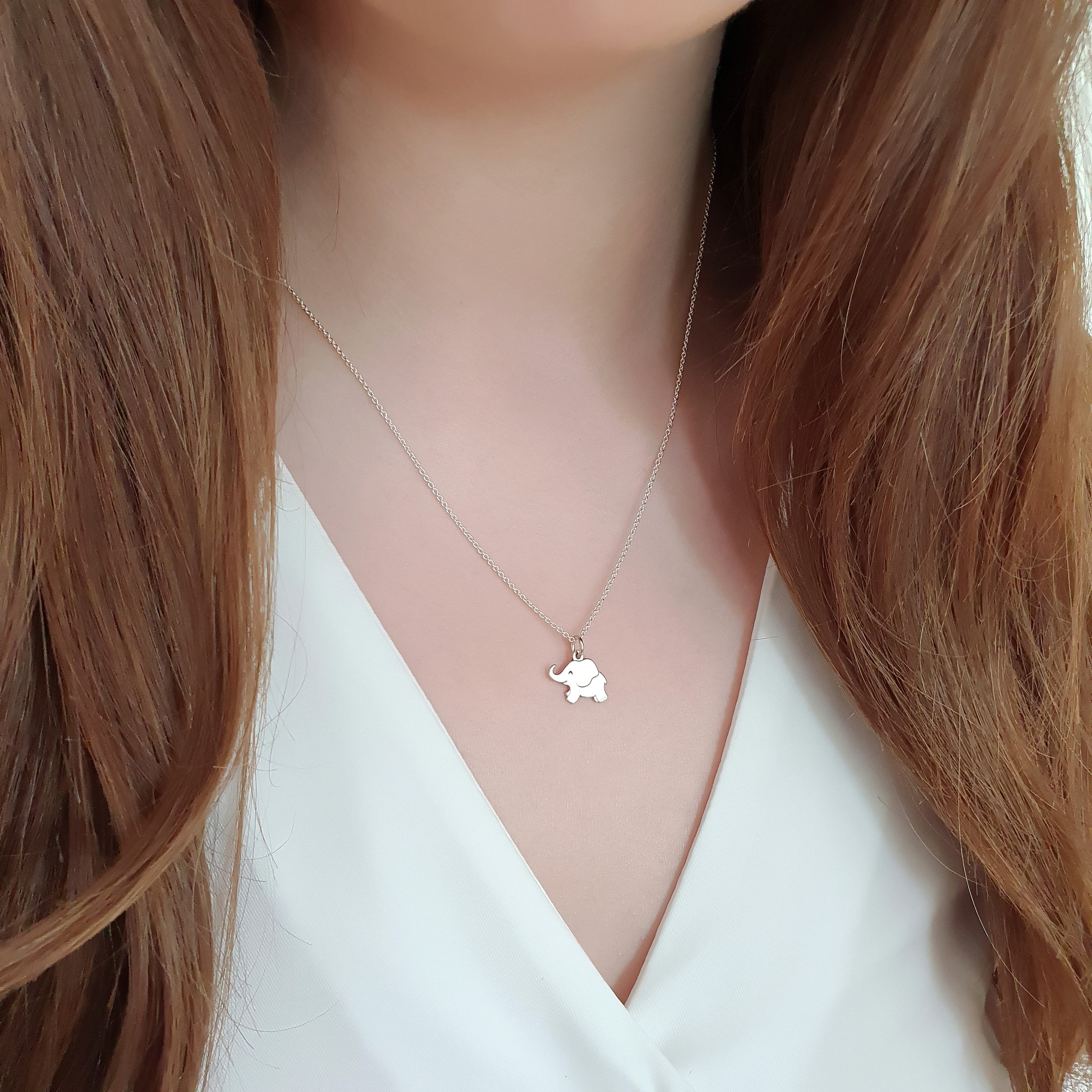 SCHOSCHON Kette mit Anhänger Elefant Halskette 925 Silber niedlicher Elefantenbaby Anhänger