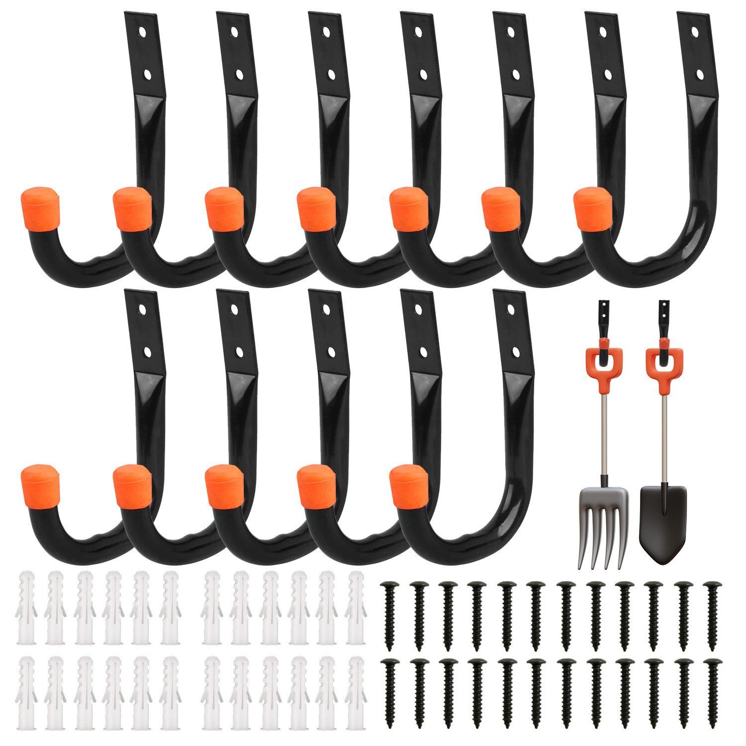 BlingBin Wandhaken 12 Stück robuste Garagenaufbewahrungshaken, Speicher Utility Haken, Für Garagen,Keller, (1 Stück, 12-St., 12*9cm), Garage Speicher Utility Haken, Verwendung für Werkzeuge, Fahrräder