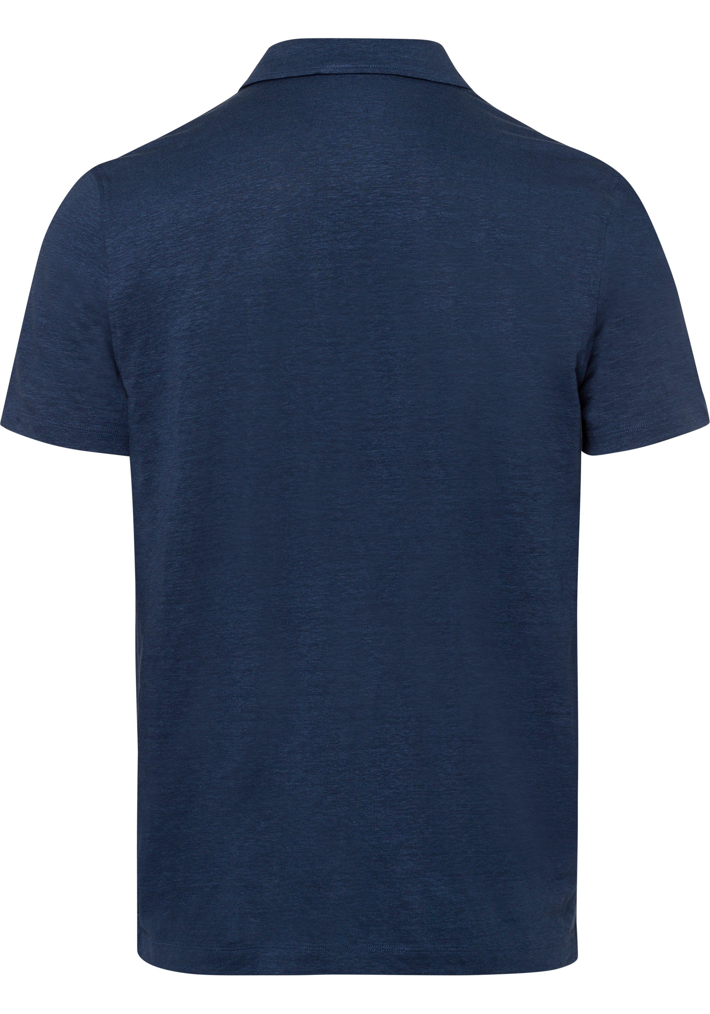 mit in rauchblau Casual-Optik im Leinen sommerlicher Hemden-Look OLYMP Poloshirt