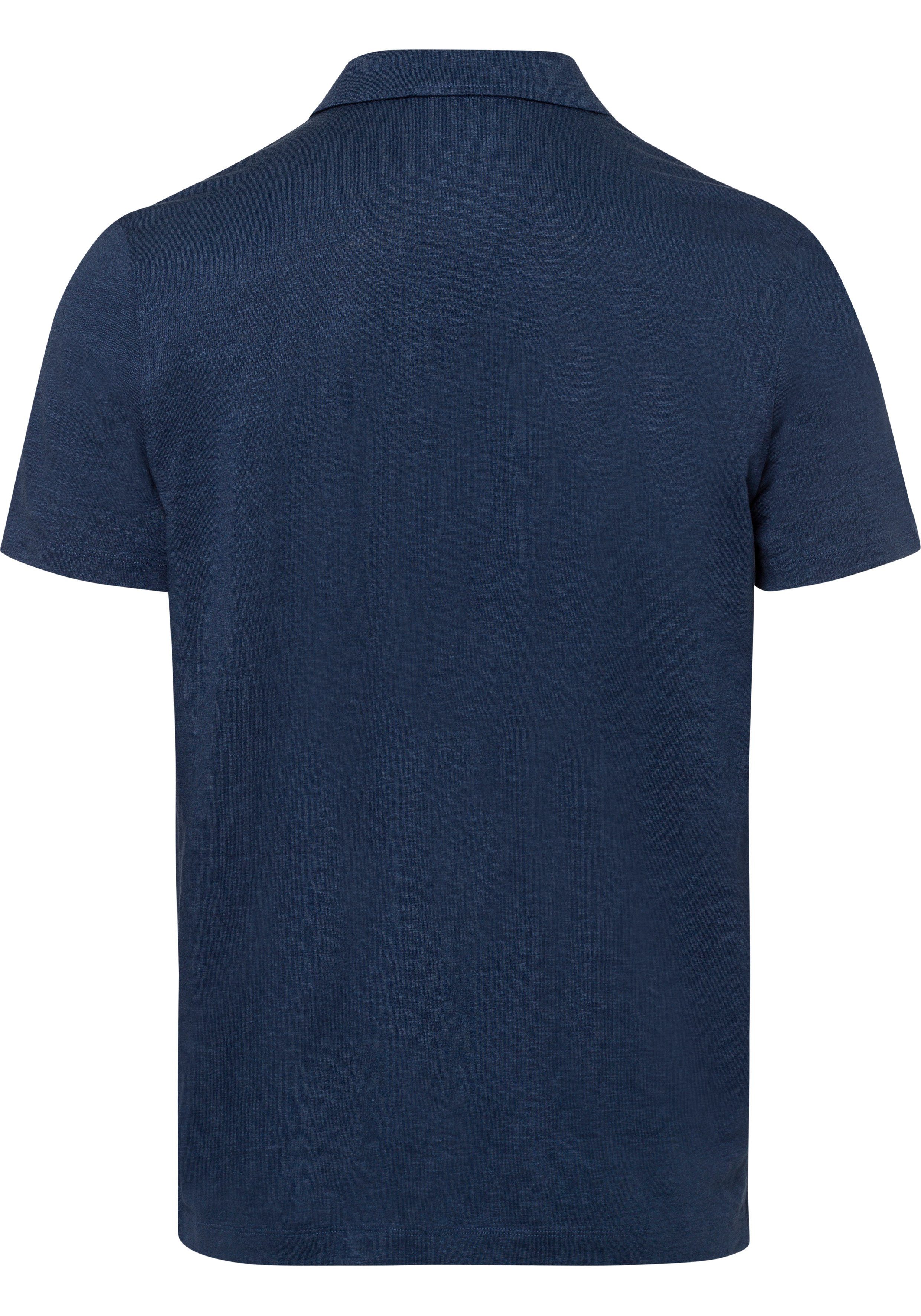 sommerlicher rauchblau Leinen mit Poloshirt OLYMP Casual-Optik im in Hemden-Look