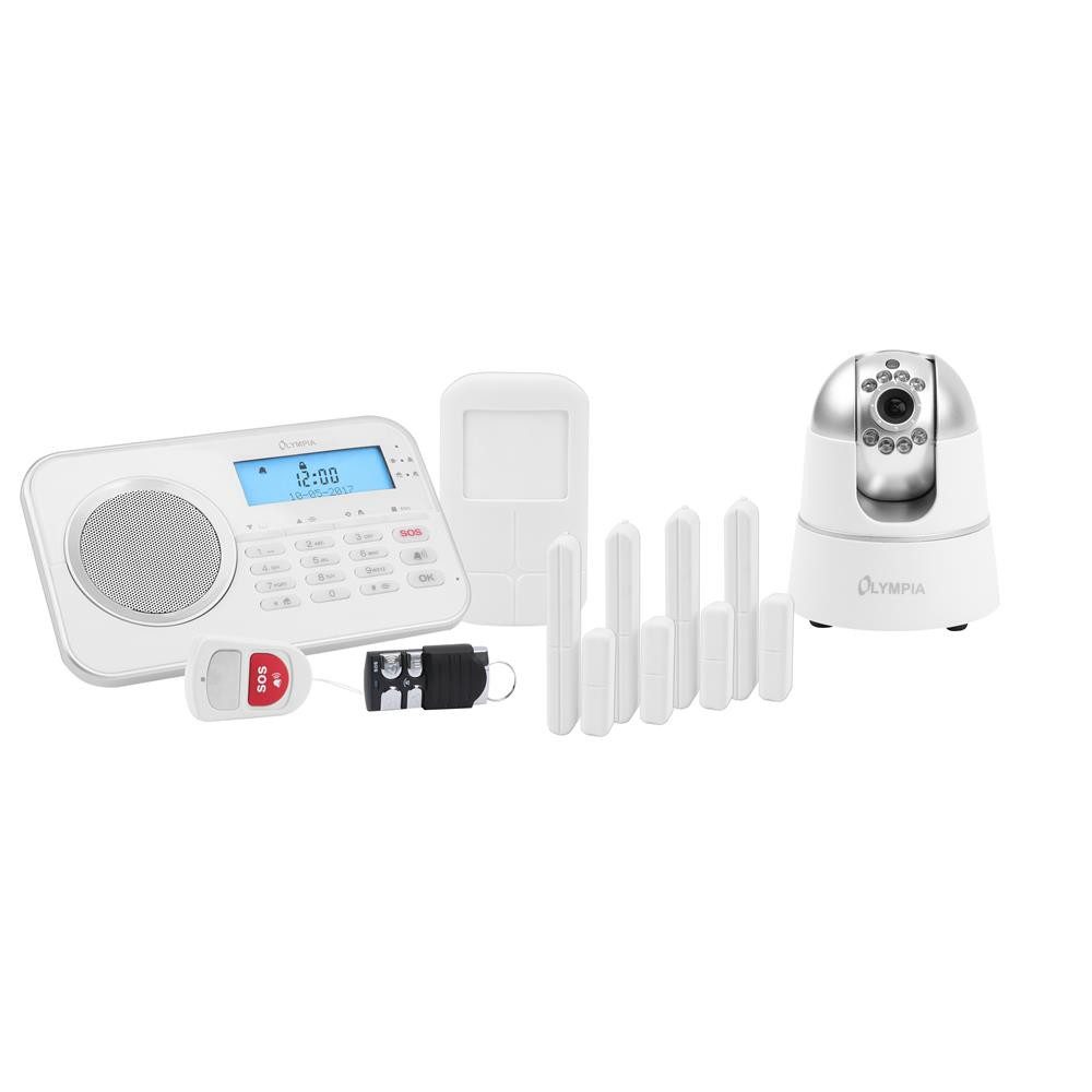 Olympia Protect 9881 Alarmanlage (90-dB-Sirene, SOS-Taste, 11 Rufnummern, Raumüberwachung)