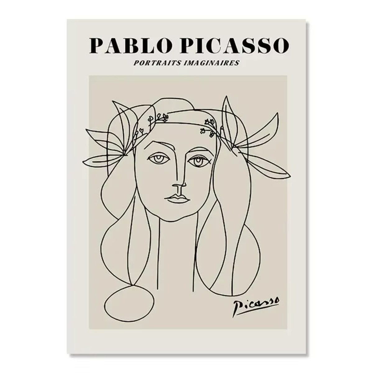 TPFLiving Kunstdruck (OHNE RAHMEN) Poster - Leinwand - Wandbild, Moderne abstrakte Pablo Picasso Ausstellung Schwarz-Weiß-Leinwand (Leinwandbild XXL), Farben: Schwarz, Weiß, Grau, Beige - Größe: 30x40cm