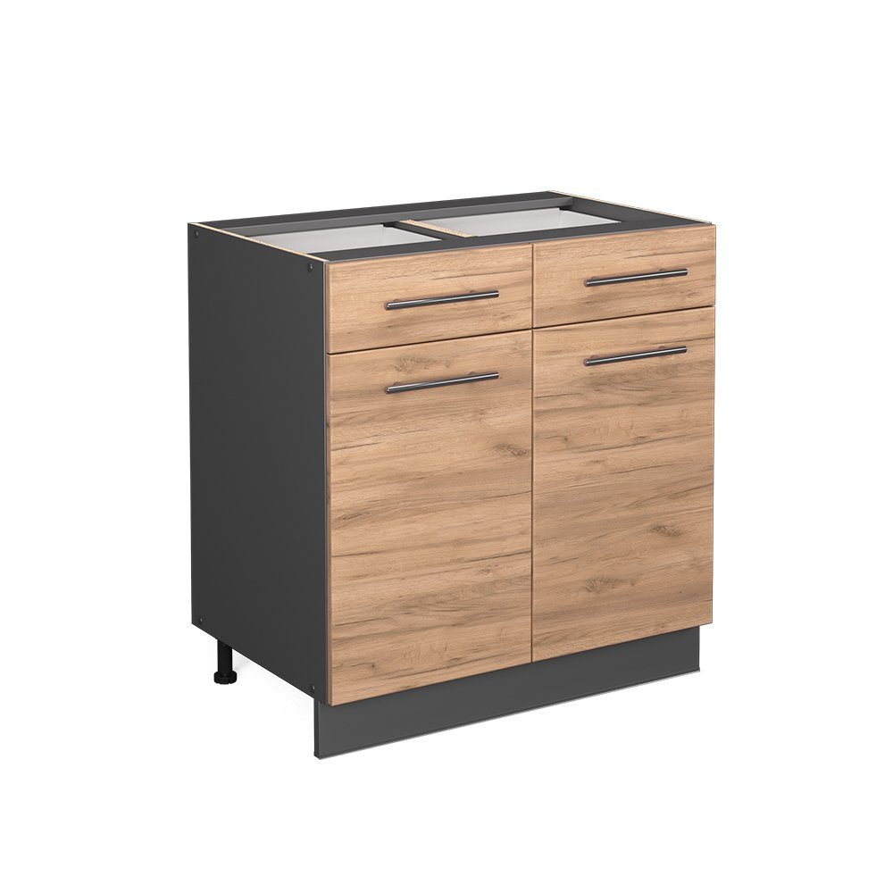 Vicco Unterschrank Fame-Line, Goldkraft Eiche/Anthrazit, 80 cm ohne Arbeitsplatte (1-St)