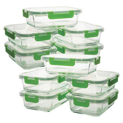 Monster24 Frischhaltedose Vorratsdosen Lunchbox, Borosilikatglas, (Set, 20-tlg., 10 Glasbehälter und 10 Deckel)