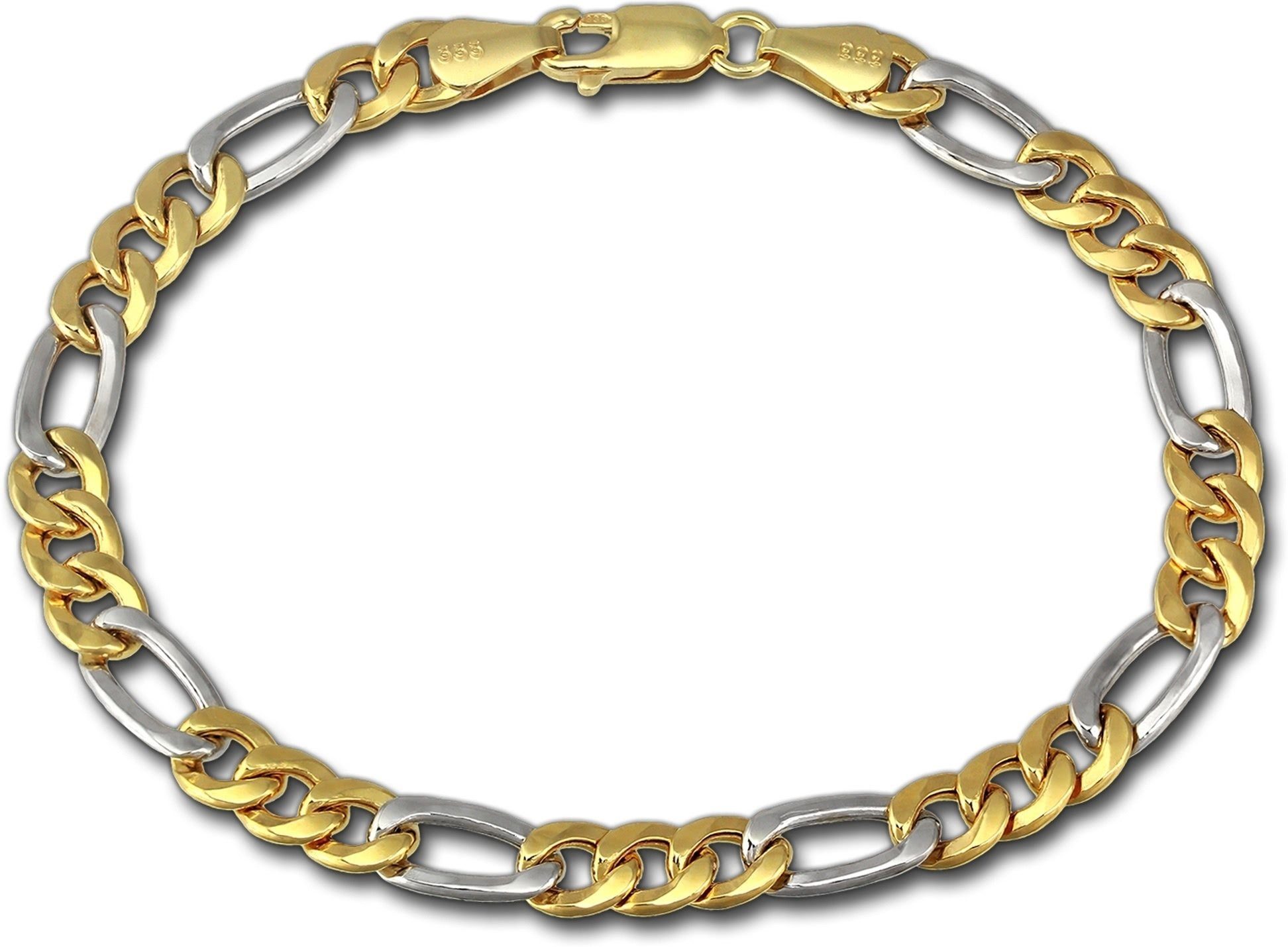 GoldDream Goldarmband GoldDream 8Karat Armband 19cm 333 Gold (Armband, Armband), Echtgold Armband (Figaro hohl) ca. 19cm, Gold, 333er Gelbgold und Weiß