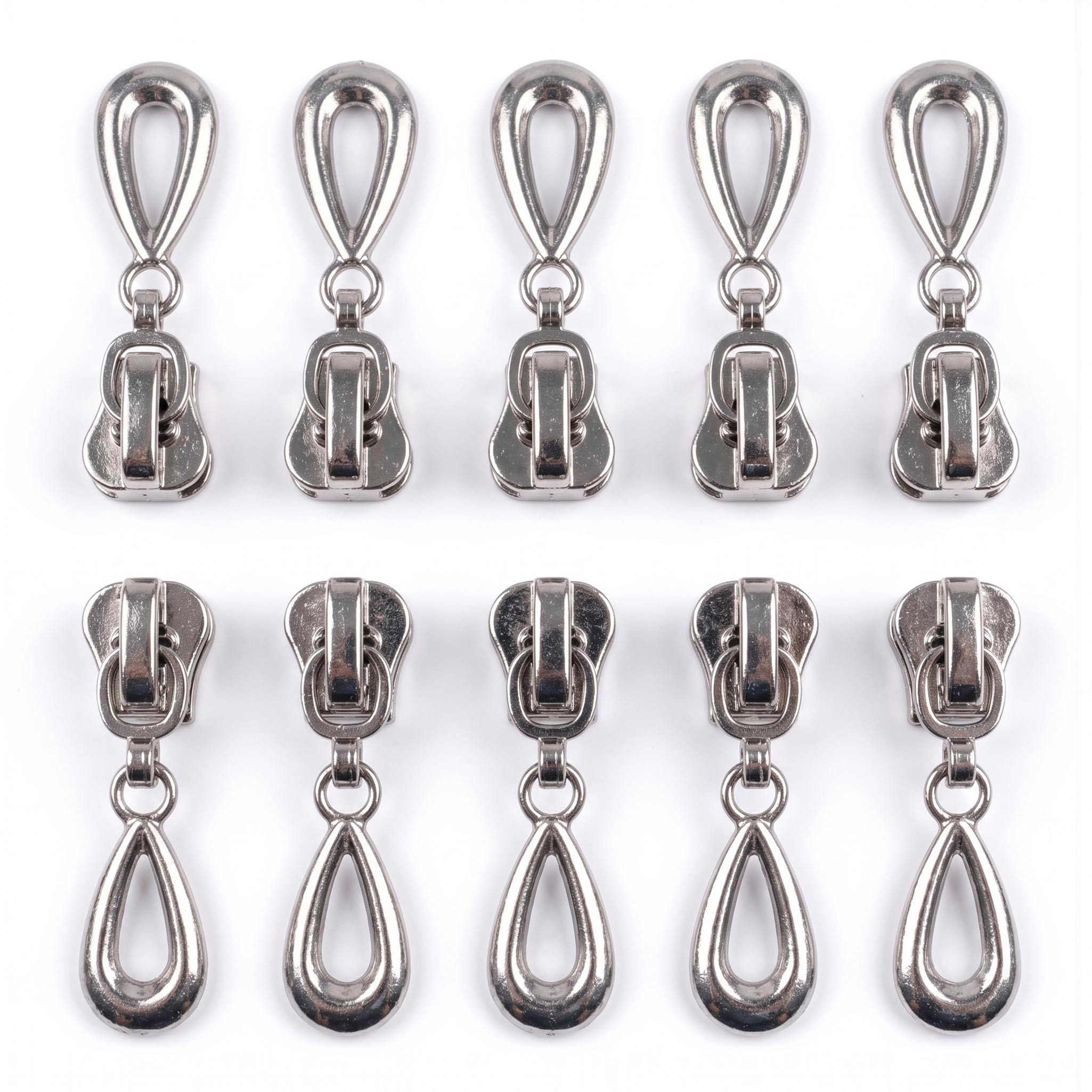maDDma Reißverschluss 10 Reißverschluss Zipper 5mm Tropfenform, silber